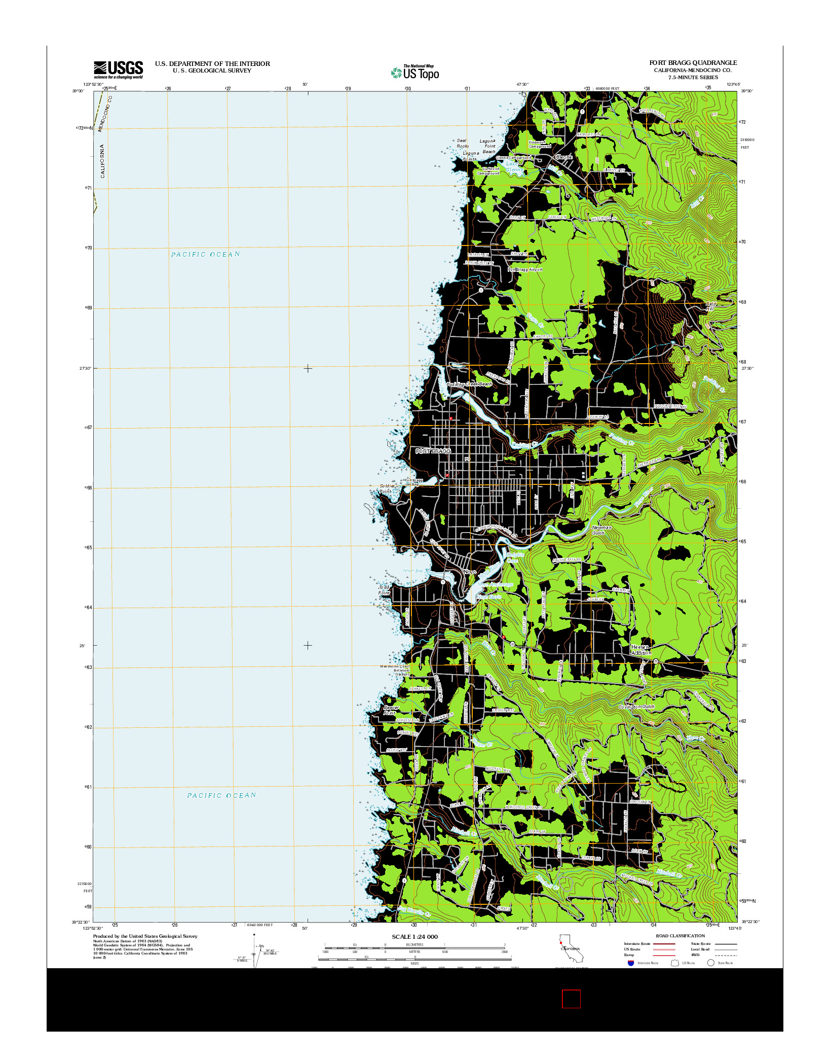 USGS US TOPO 7.5-MINUTE MAP FOR FORT BRAGG, CA 2012