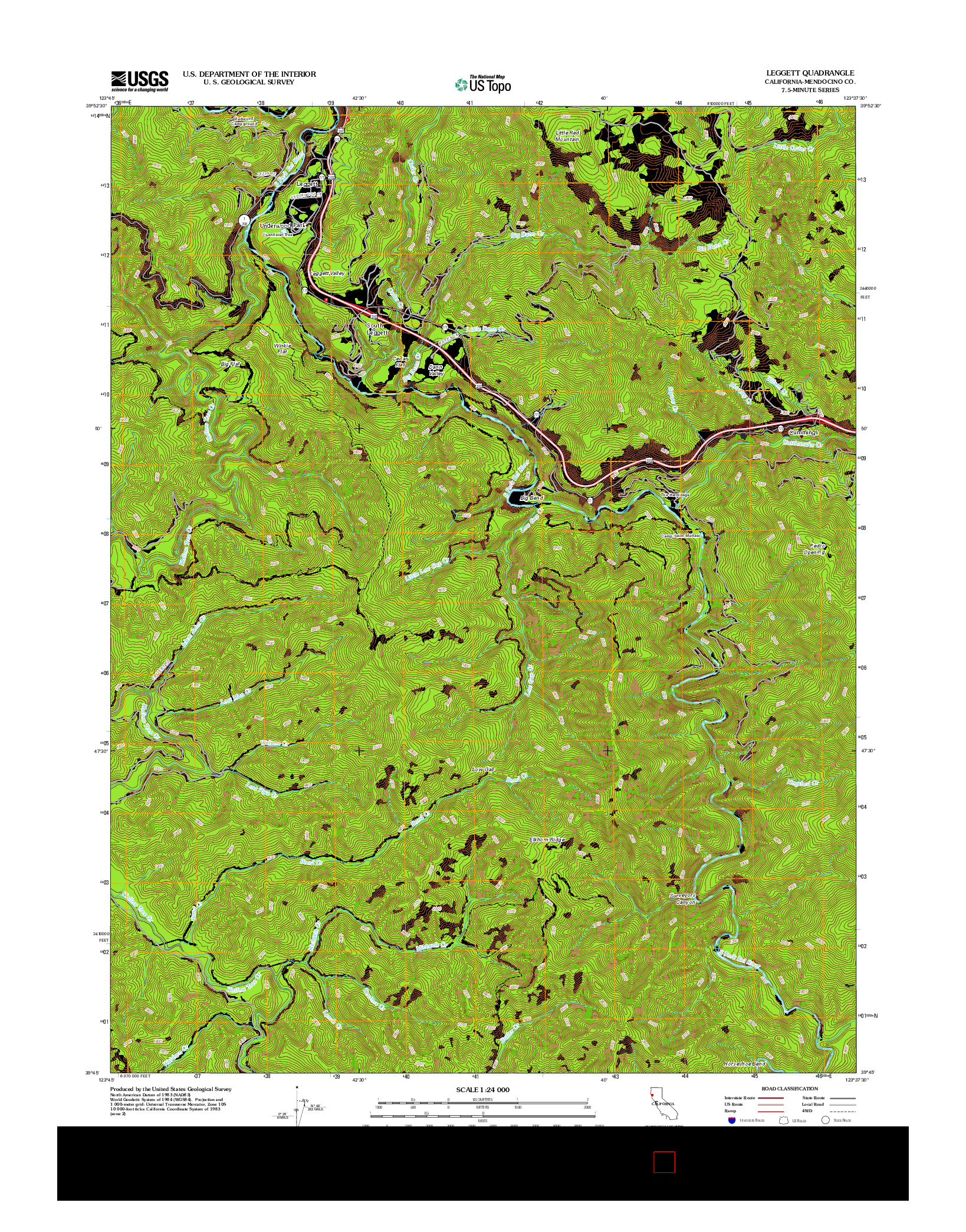 USGS US TOPO 7.5-MINUTE MAP FOR LEGGETT, CA 2012