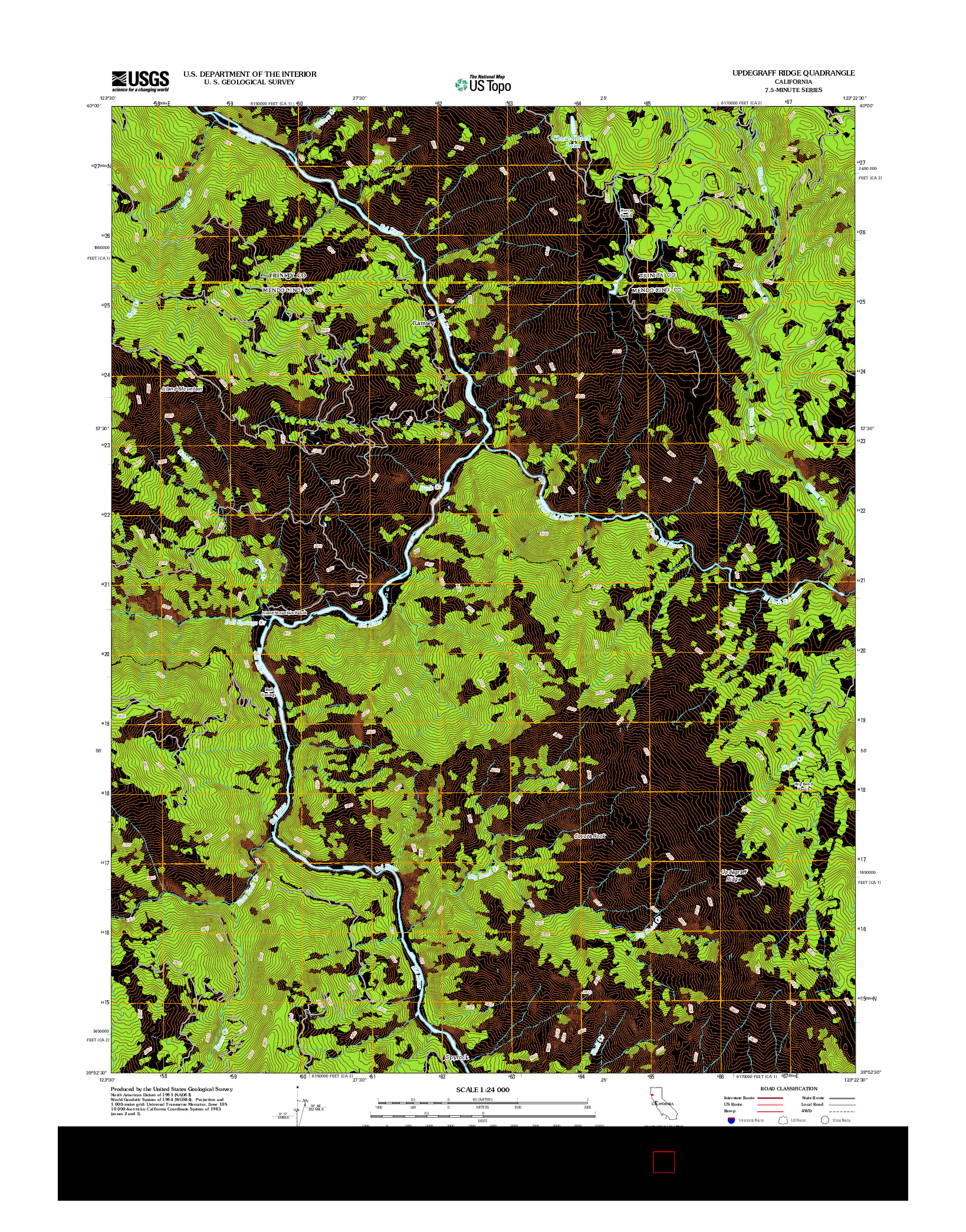 USGS US TOPO 7.5-MINUTE MAP FOR UPDEGRAFF RIDGE, CA 2012