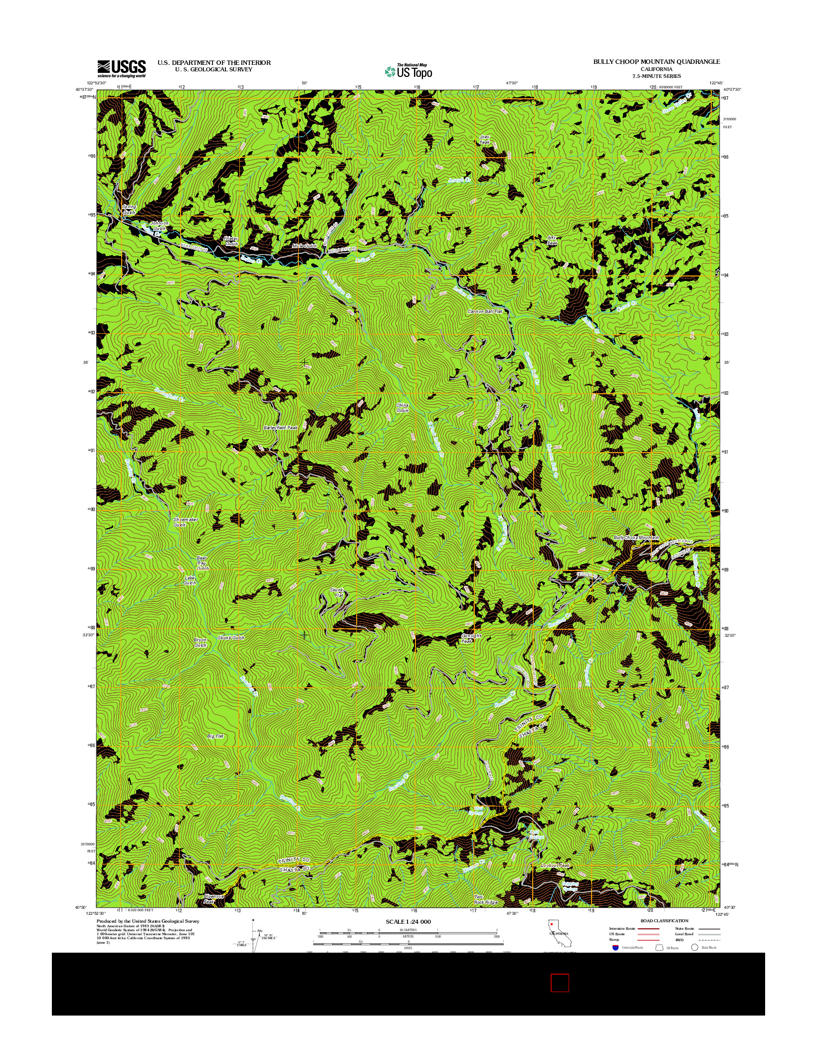 USGS US TOPO 7.5-MINUTE MAP FOR BULLY CHOOP MOUNTAIN, CA 2012