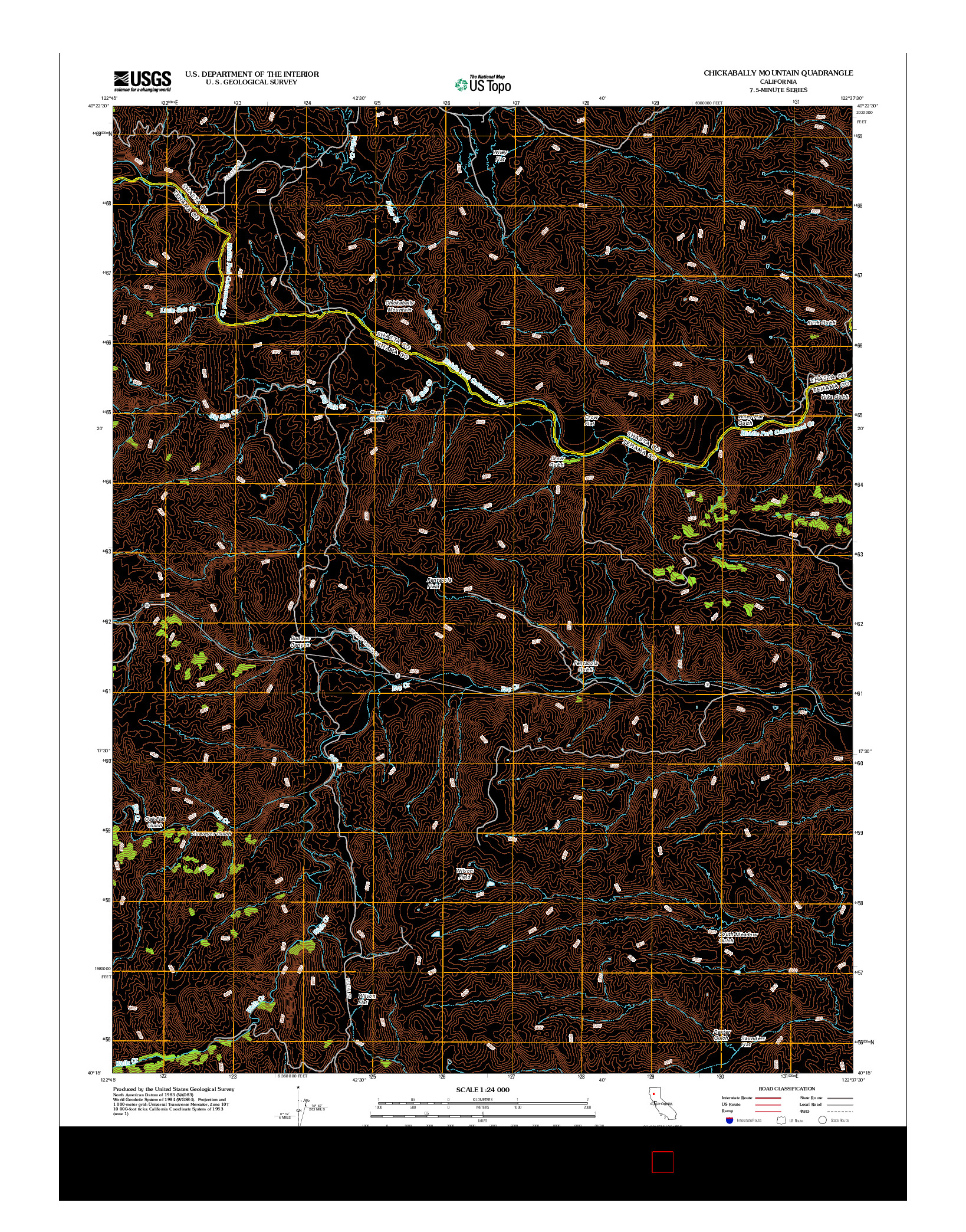 USGS US TOPO 7.5-MINUTE MAP FOR CHICKABALLY MOUNTAIN, CA 2012