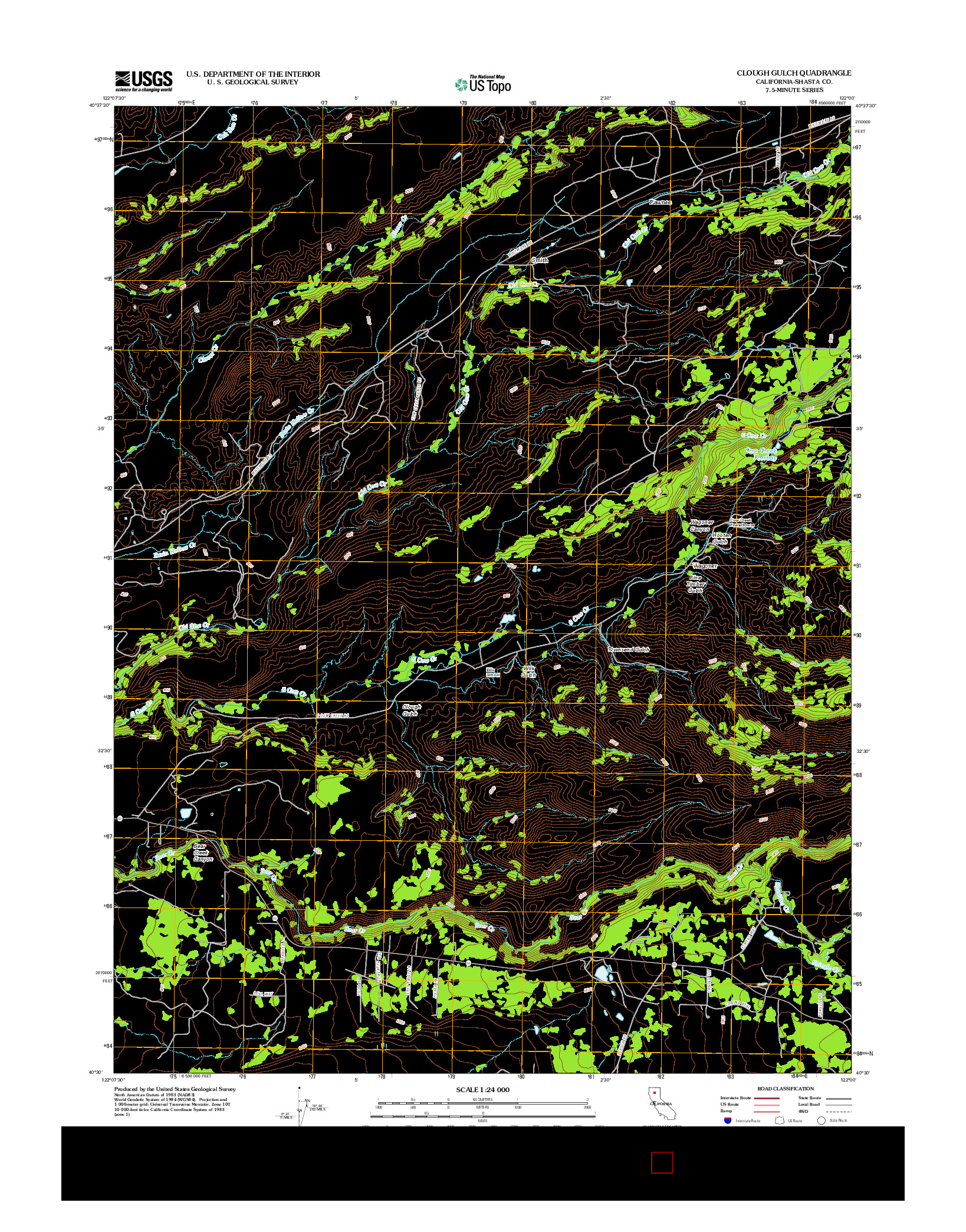 USGS US TOPO 7.5-MINUTE MAP FOR CLOUGH GULCH, CA 2012