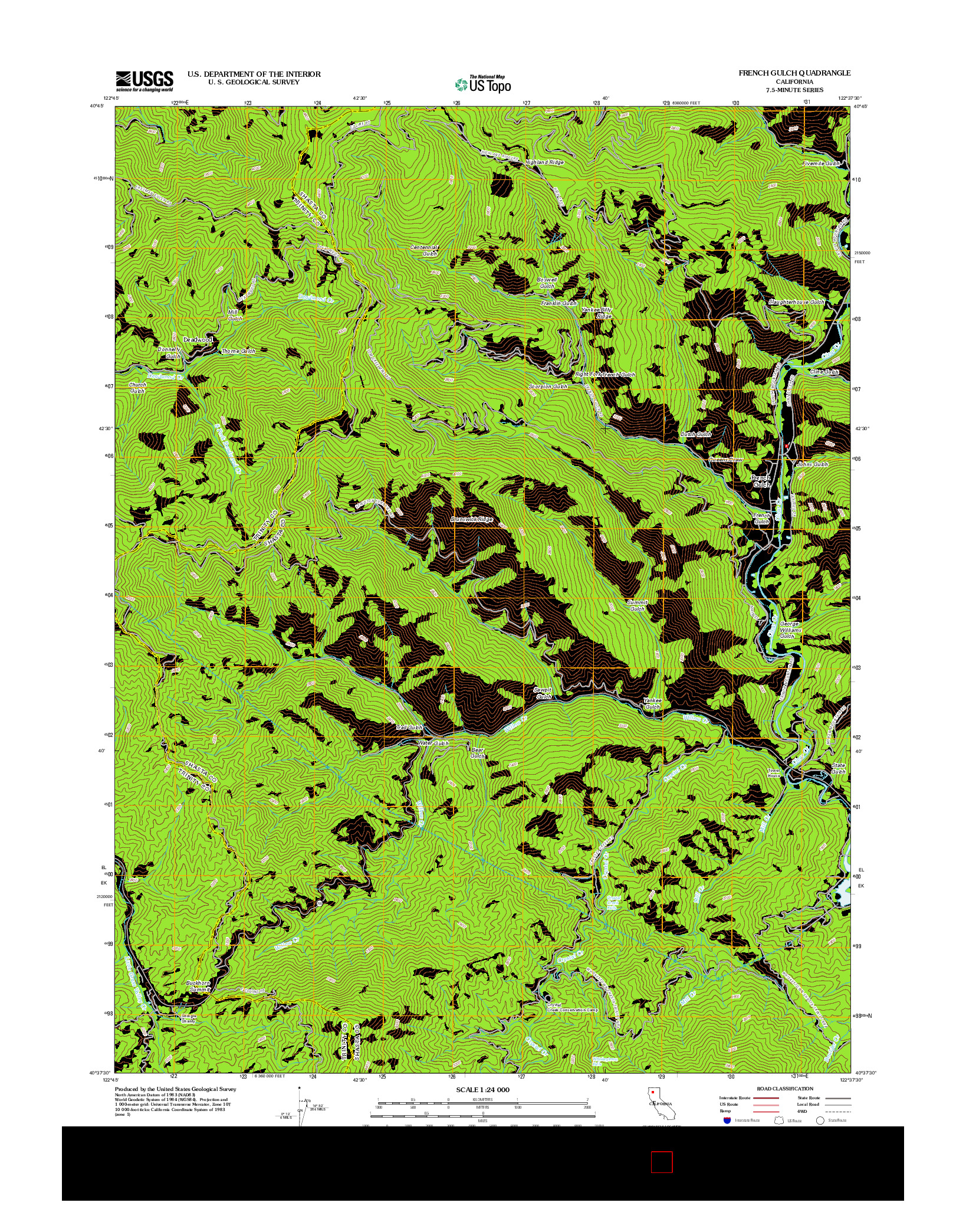 USGS US TOPO 7.5-MINUTE MAP FOR FRENCH GULCH, CA 2012