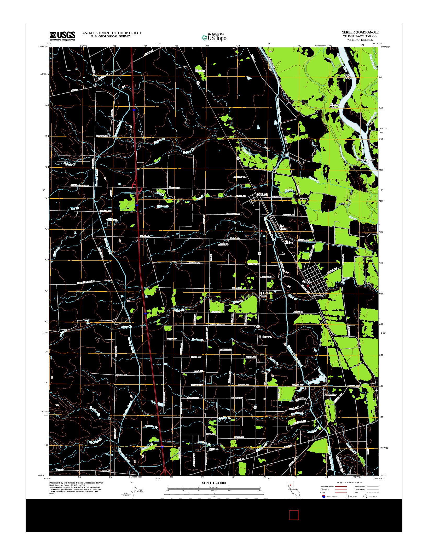 USGS US TOPO 7.5-MINUTE MAP FOR GERBER, CA 2012