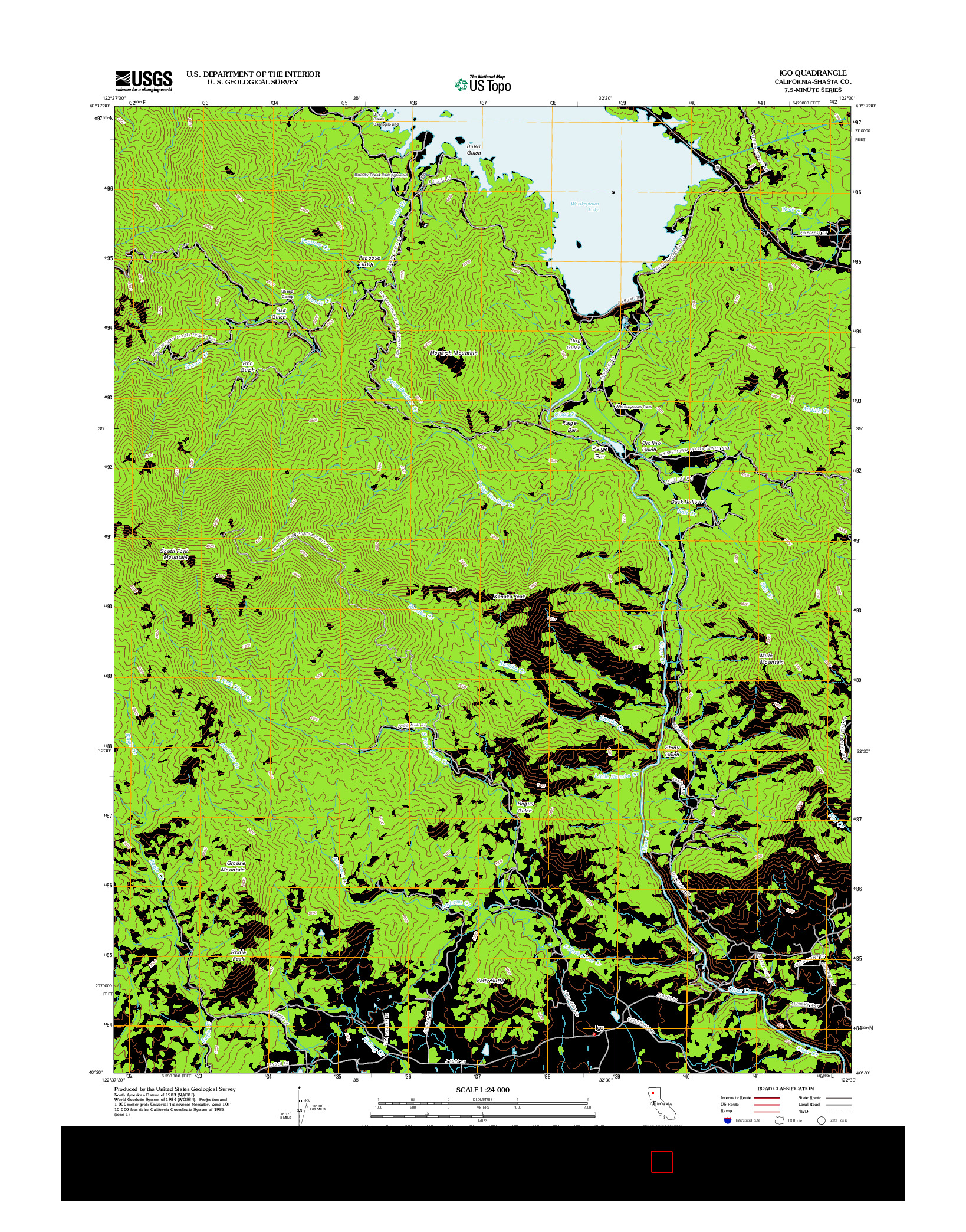 USGS US TOPO 7.5-MINUTE MAP FOR IGO, CA 2012