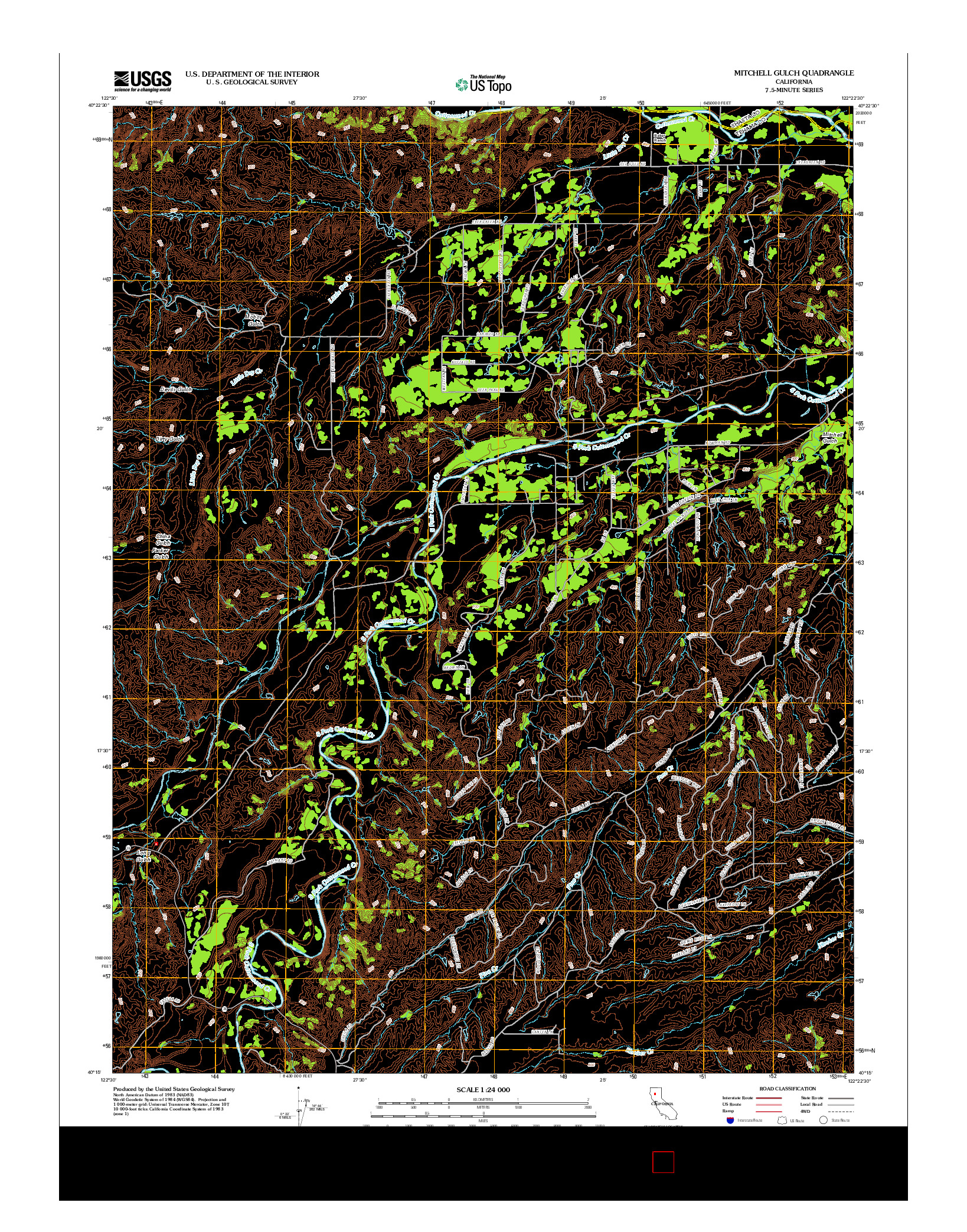 USGS US TOPO 7.5-MINUTE MAP FOR MITCHELL GULCH, CA 2012