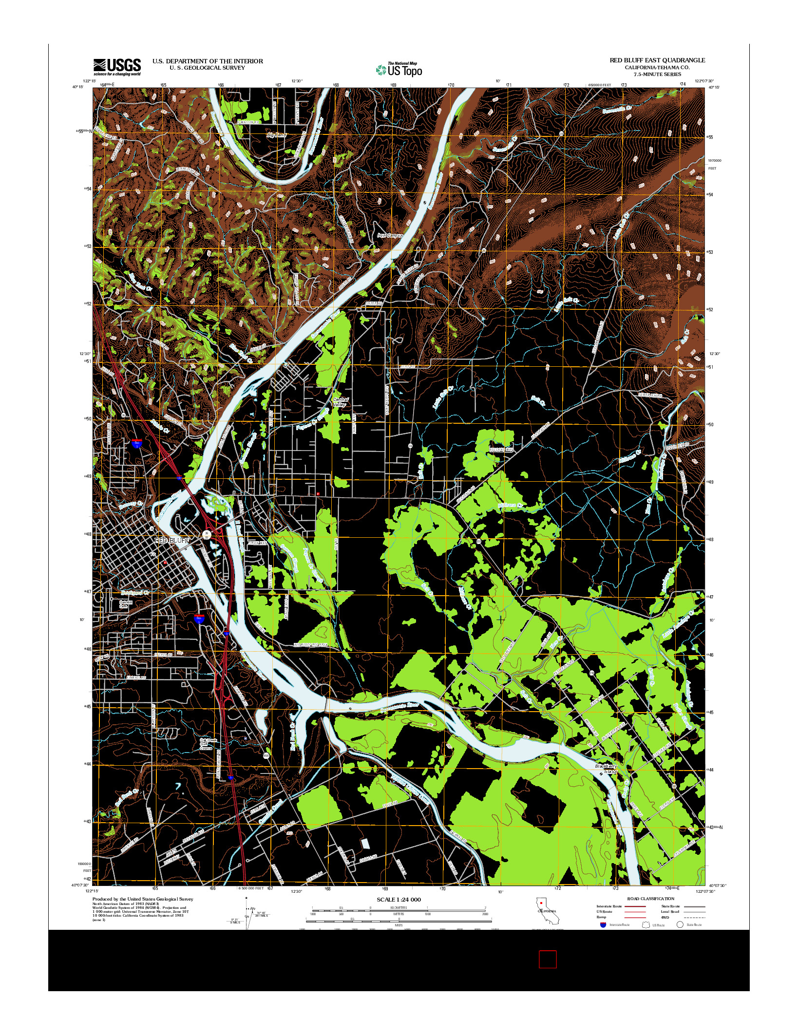 USGS US TOPO 7.5-MINUTE MAP FOR RED BLUFF EAST, CA 2012