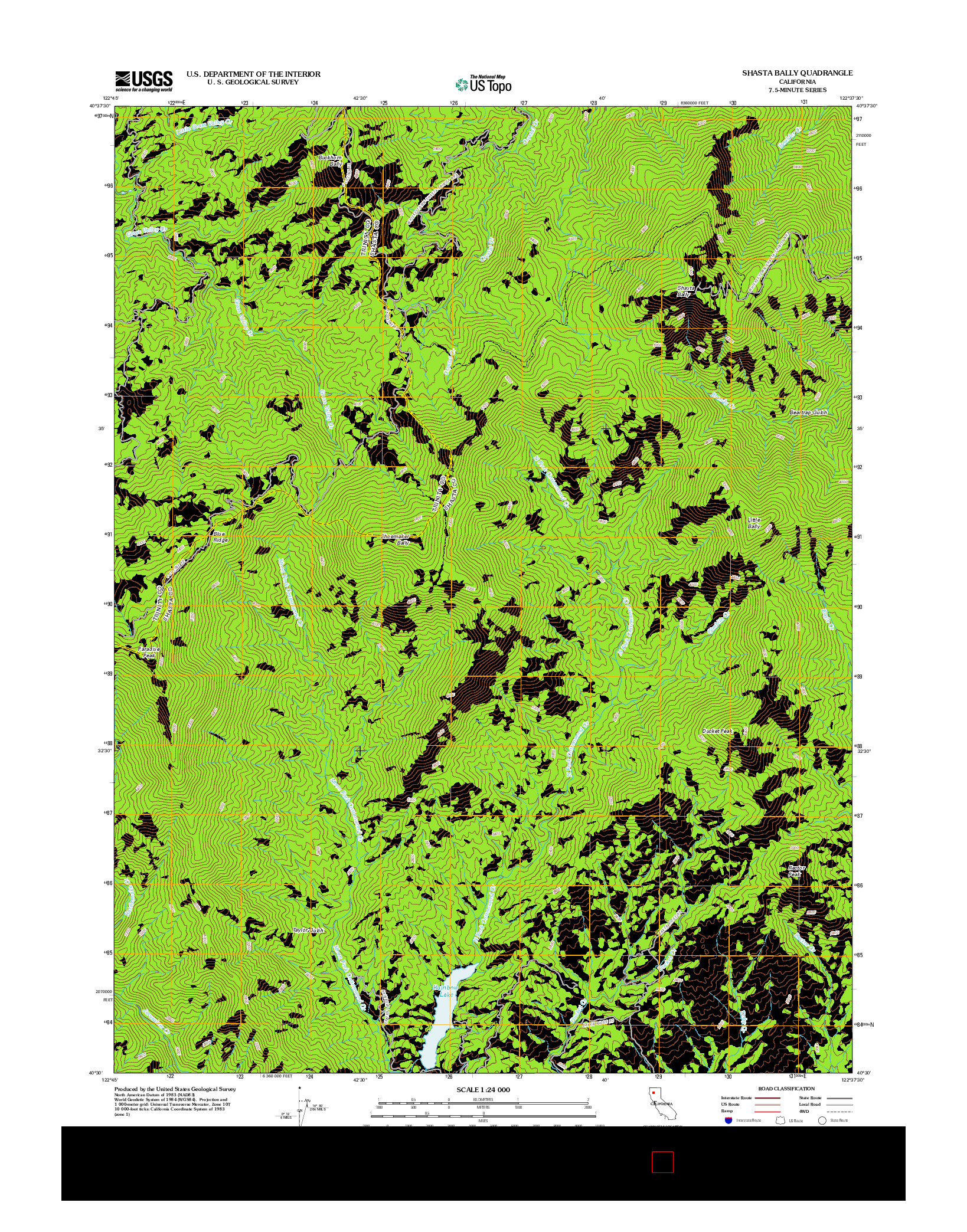 USGS US TOPO 7.5-MINUTE MAP FOR SHASTA BALLY, CA 2012