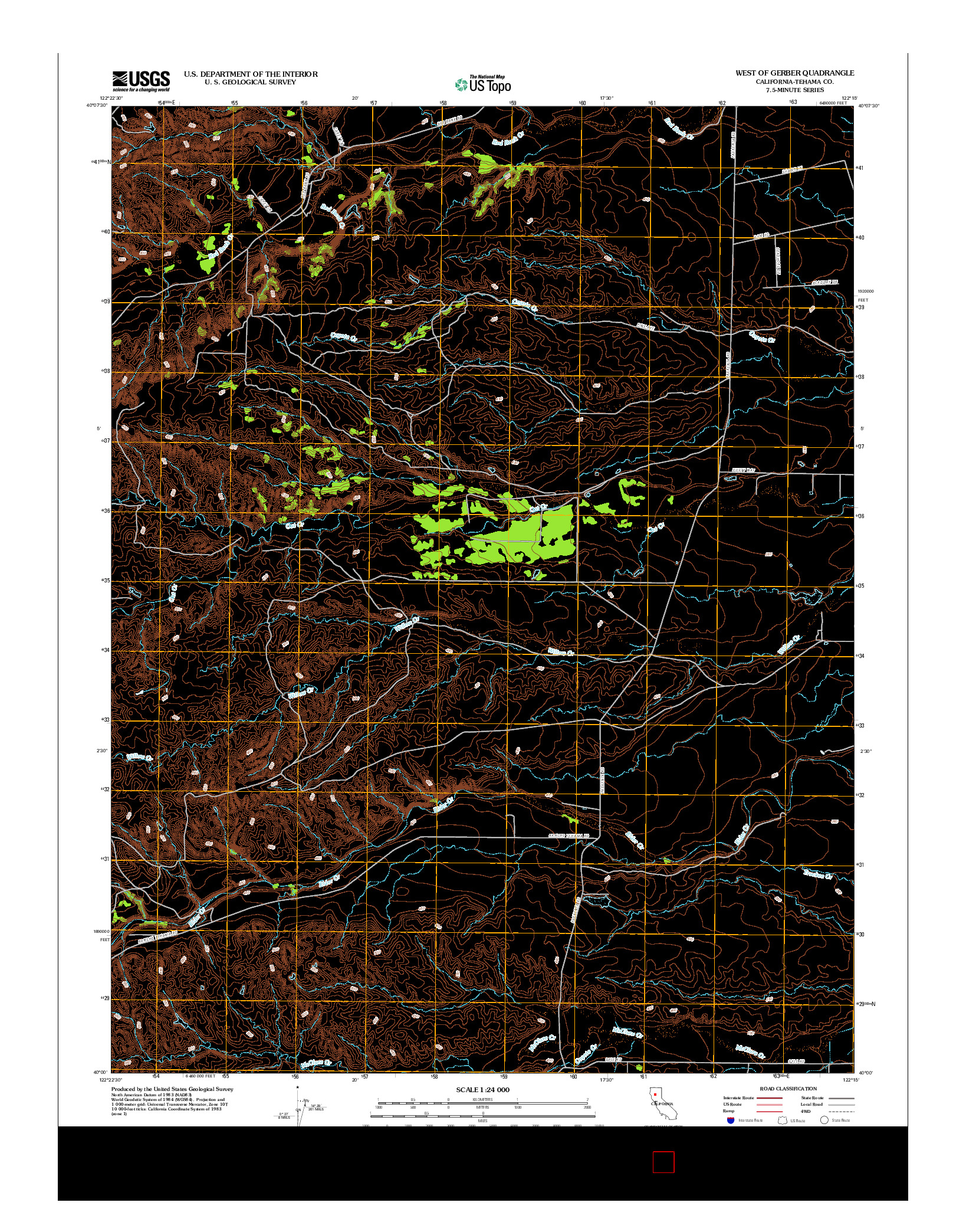 USGS US TOPO 7.5-MINUTE MAP FOR WEST OF GERBER, CA 2012