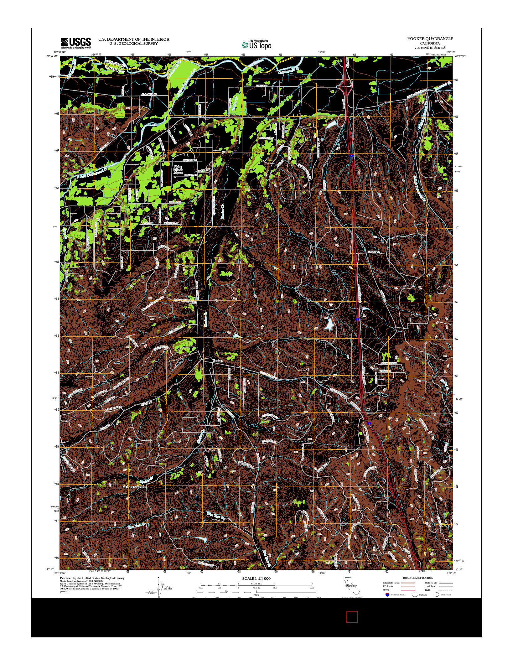 USGS US TOPO 7.5-MINUTE MAP FOR HOOKER, CA 2012