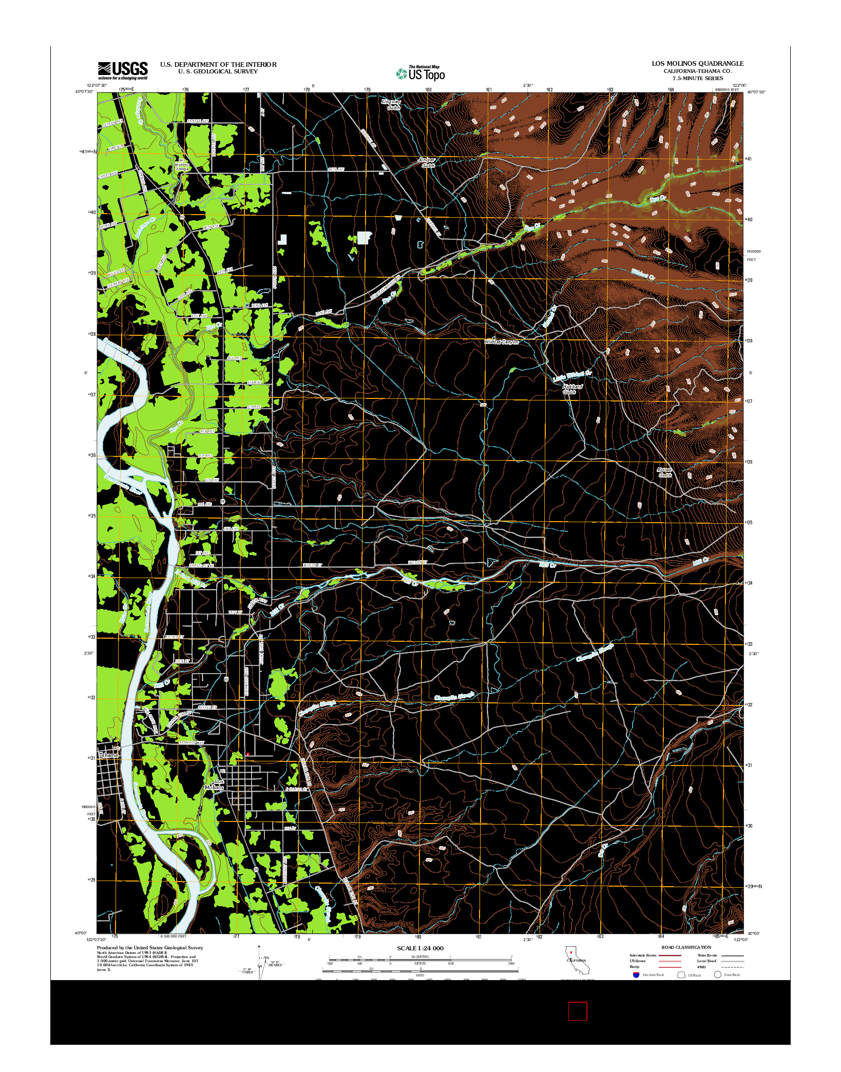 USGS US TOPO 7.5-MINUTE MAP FOR LOS MOLINOS, CA 2012