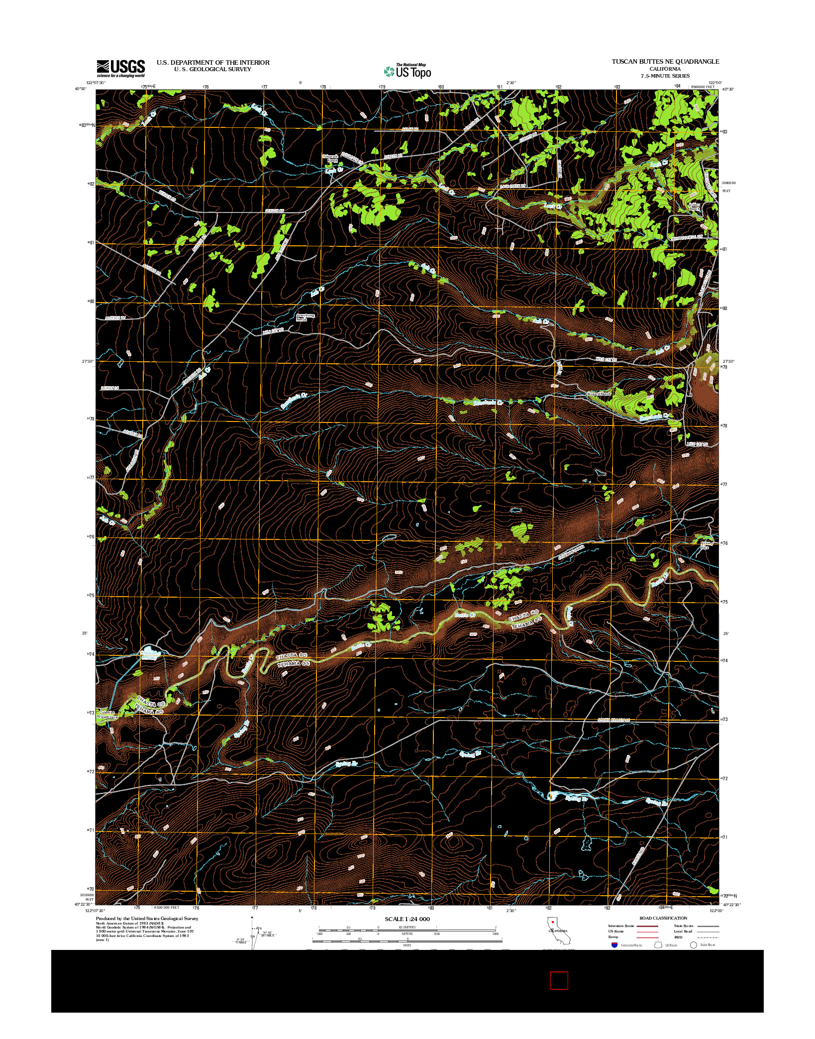 USGS US TOPO 7.5-MINUTE MAP FOR TUSCAN BUTTES NE, CA 2012