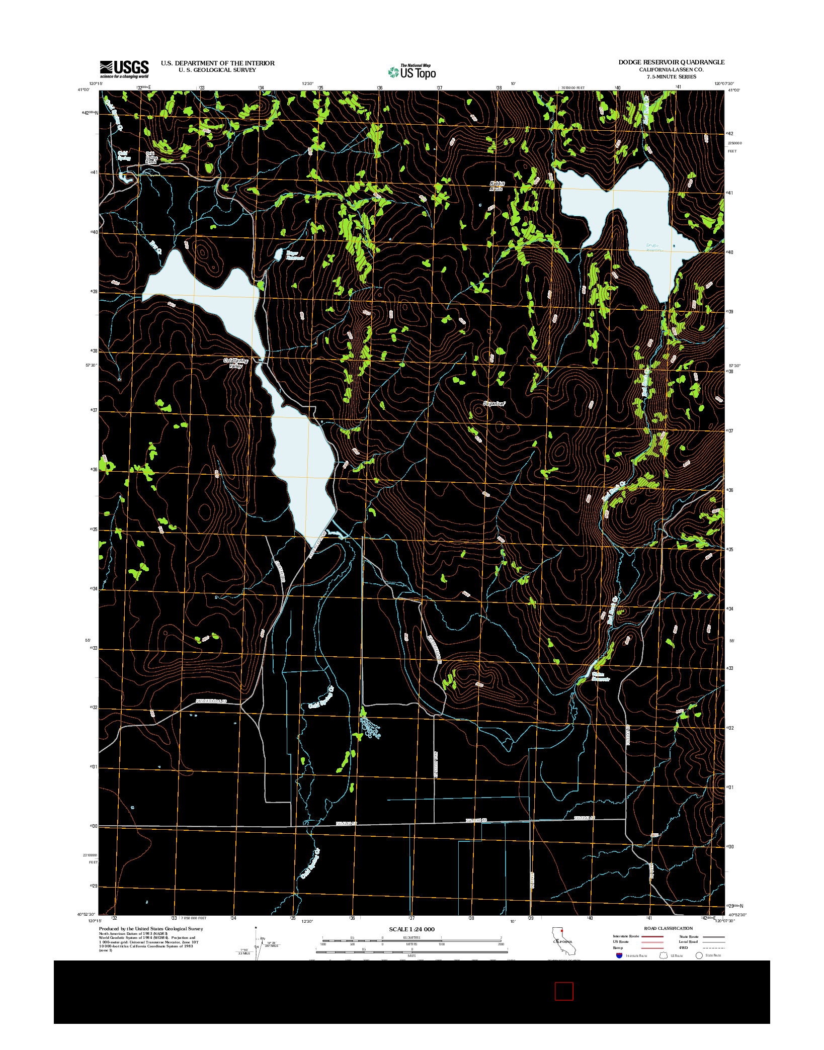 USGS US TOPO 7.5-MINUTE MAP FOR DODGE RESERVOIR, CA 2012