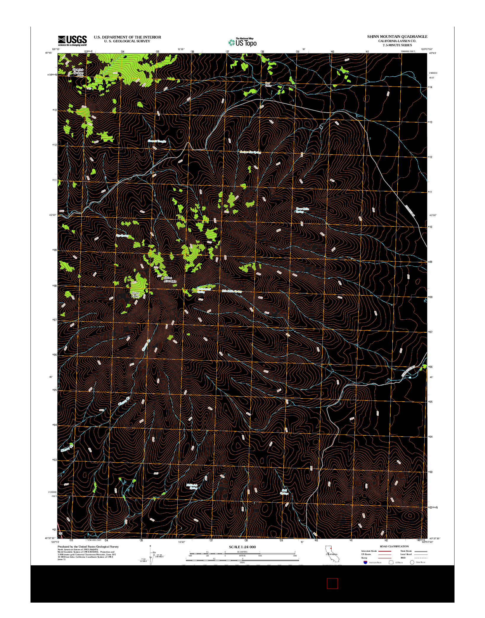 USGS US TOPO 7.5-MINUTE MAP FOR SHINN MOUNTAIN, CA 2012