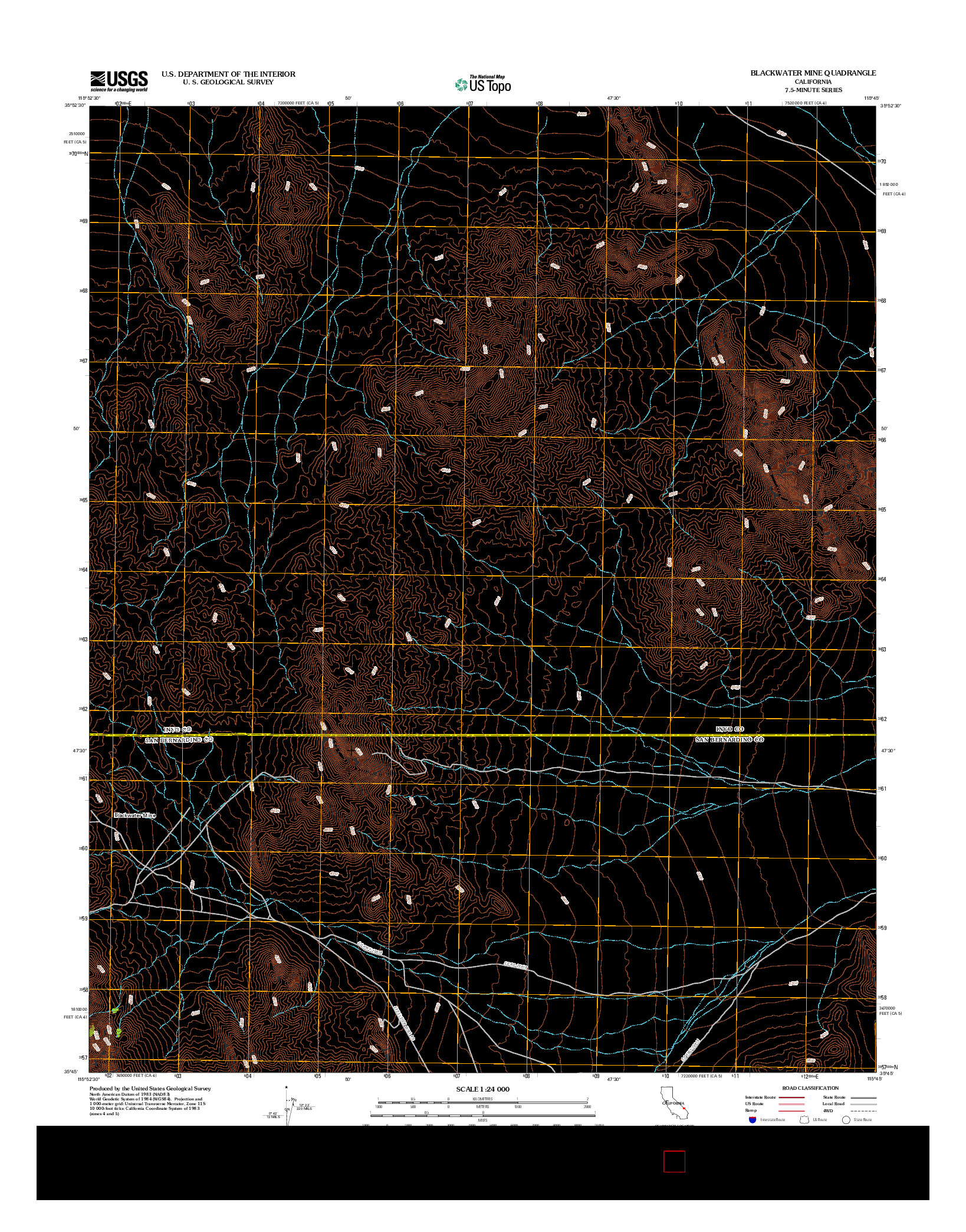 USGS US TOPO 7.5-MINUTE MAP FOR BLACKWATER MINE, CA 2012