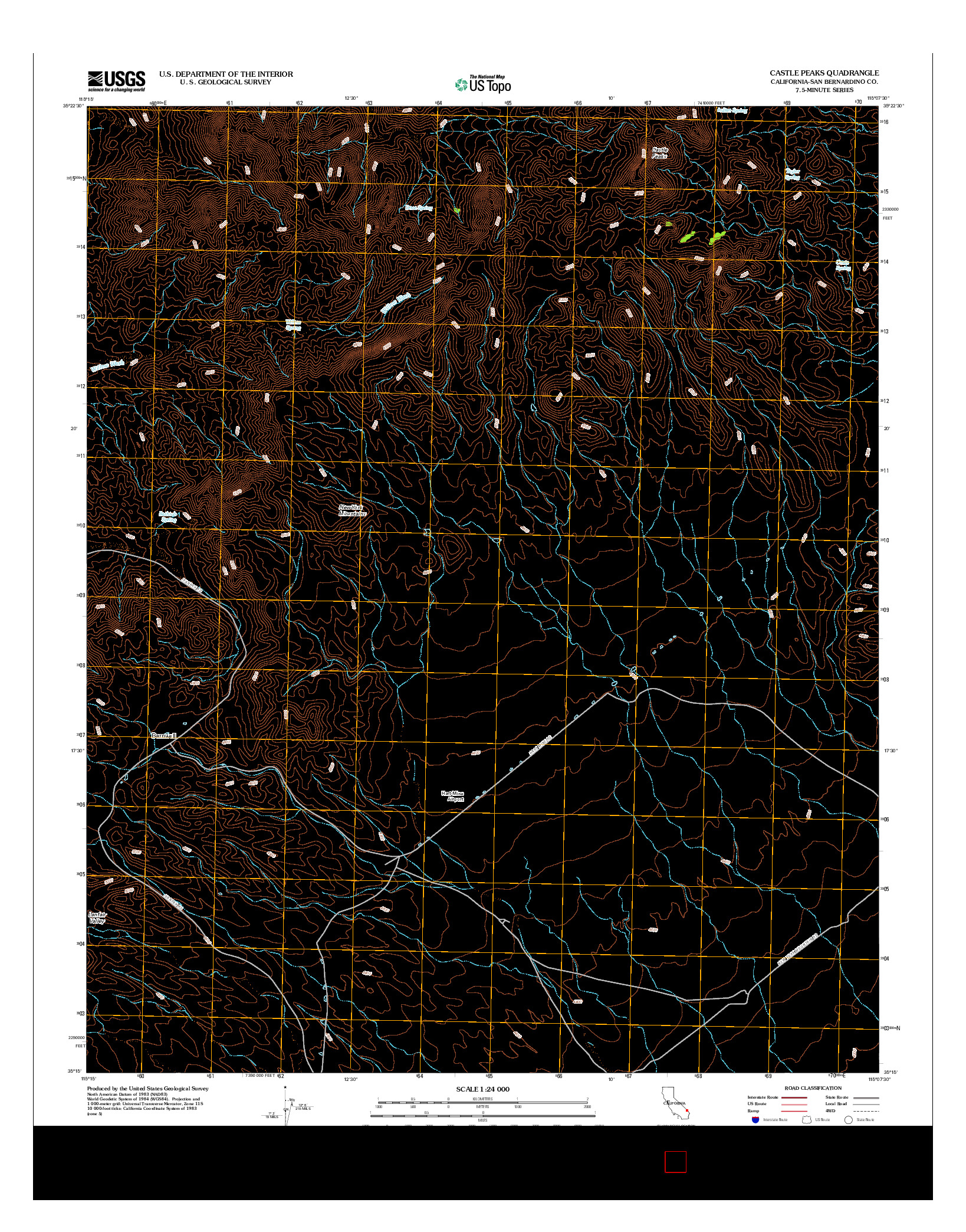 USGS US TOPO 7.5-MINUTE MAP FOR CASTLE PEAKS, CA 2012