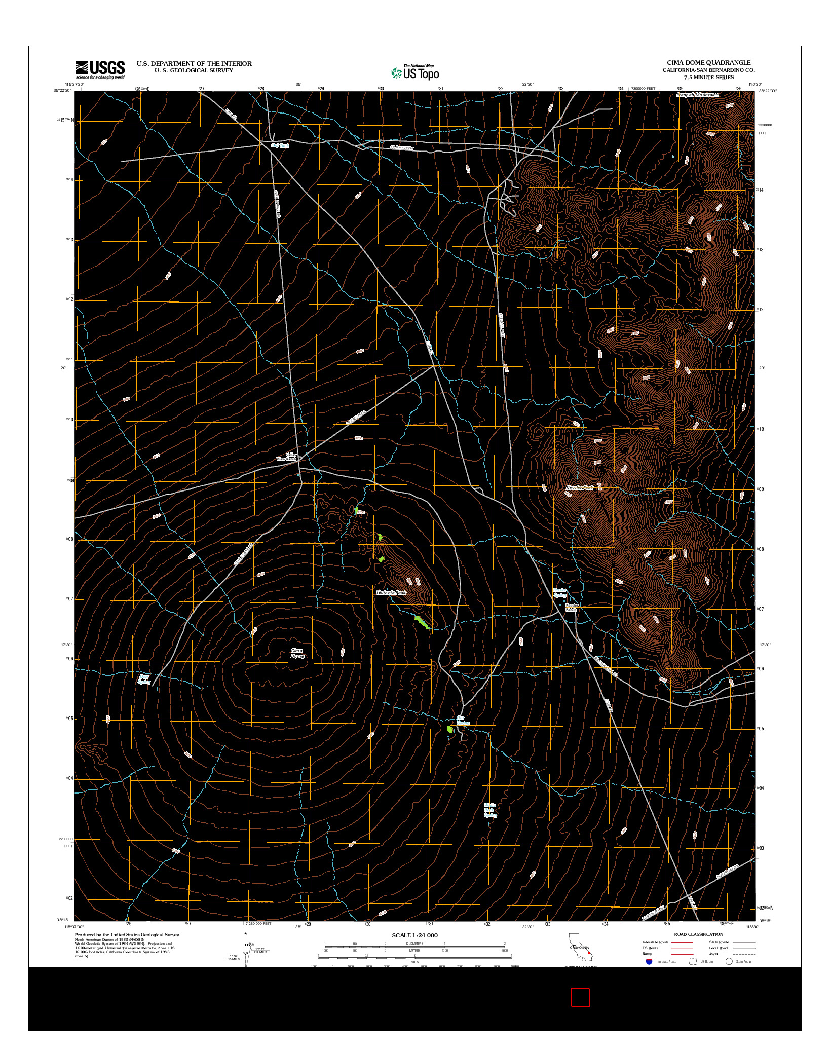 USGS US TOPO 7.5-MINUTE MAP FOR CIMA DOME, CA 2012