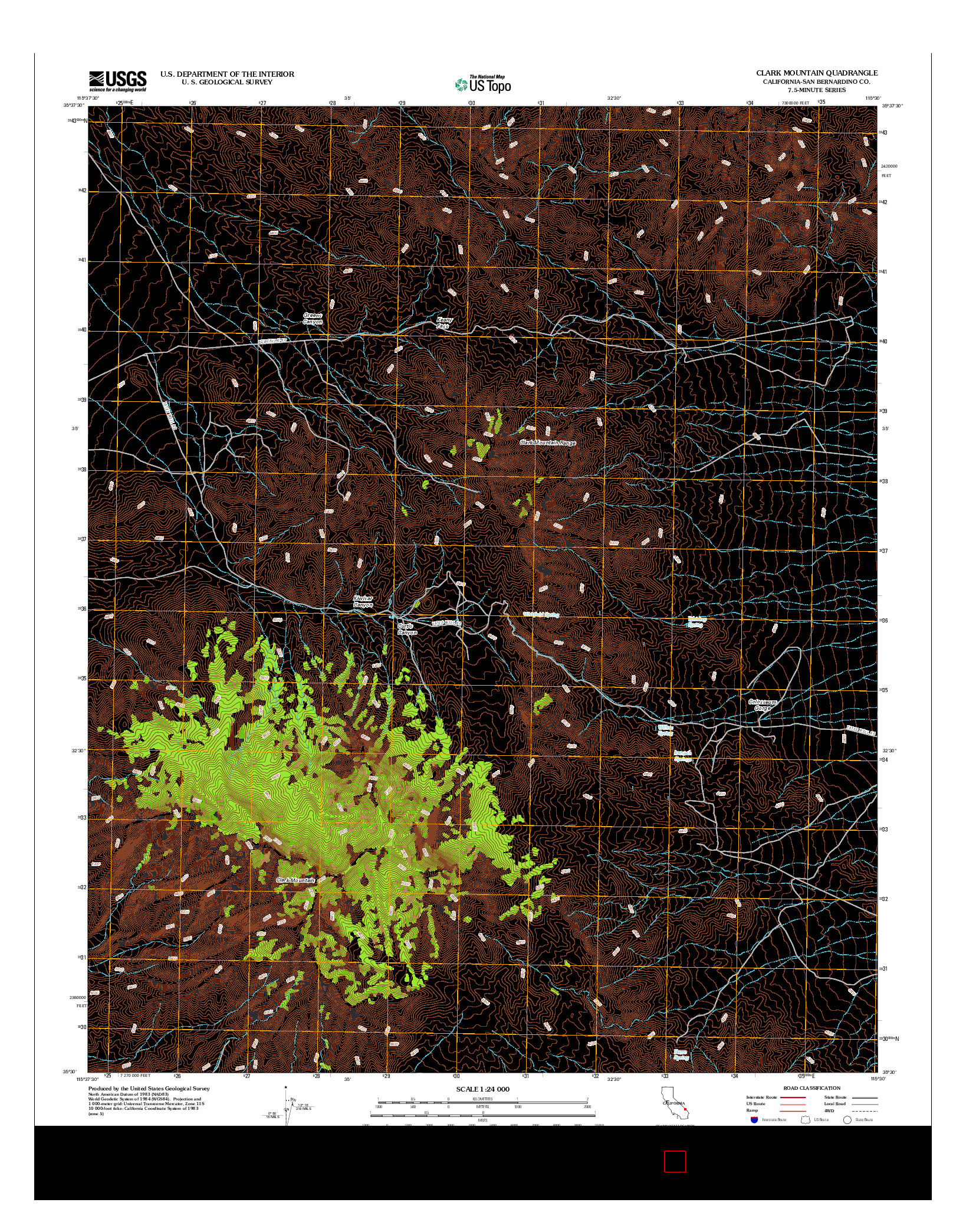 USGS US TOPO 7.5-MINUTE MAP FOR CLARK MOUNTAIN, CA 2012