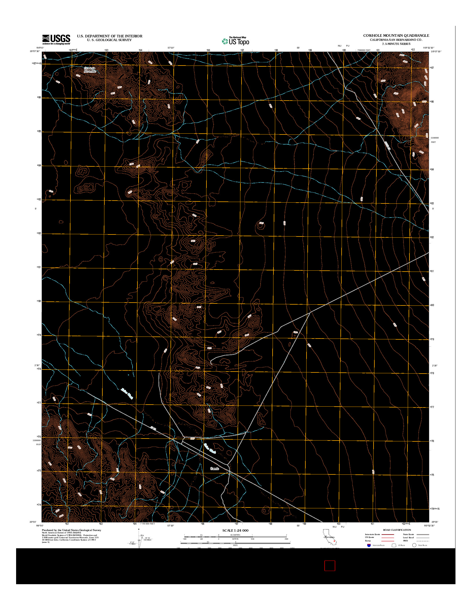 USGS US TOPO 7.5-MINUTE MAP FOR COWHOLE MOUNTAIN, CA 2012