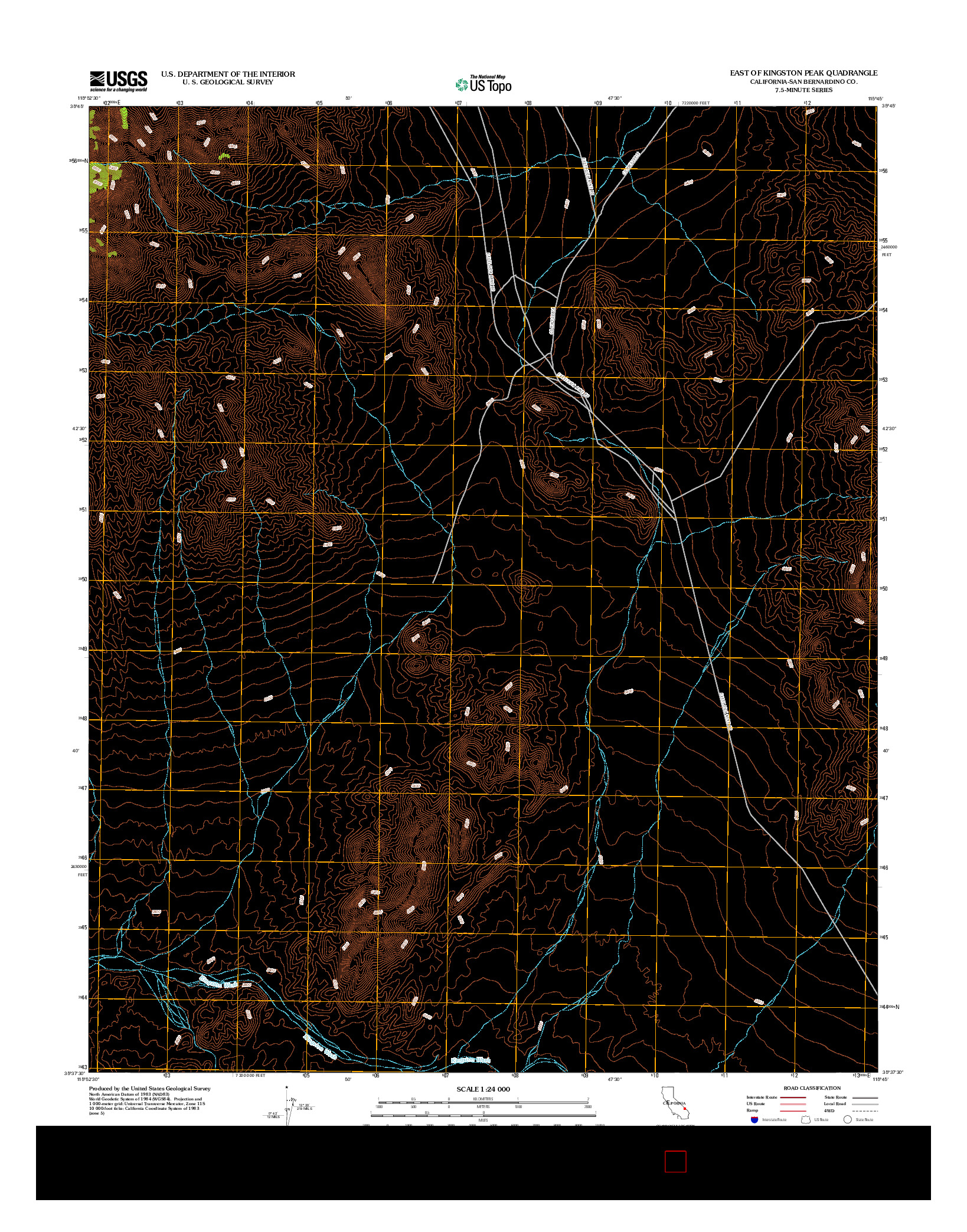 USGS US TOPO 7.5-MINUTE MAP FOR EAST OF KINGSTON PEAK, CA 2012