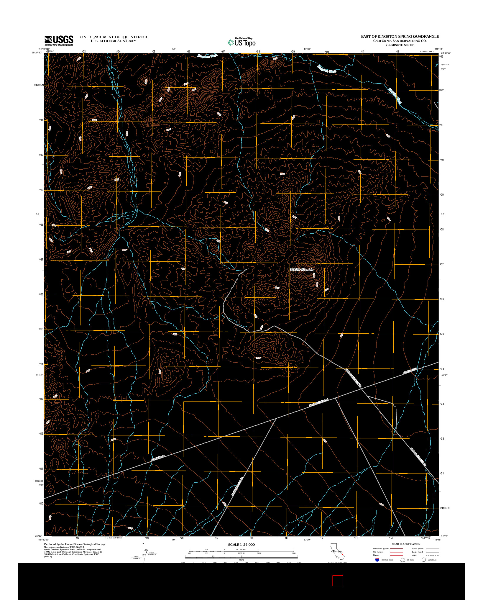 USGS US TOPO 7.5-MINUTE MAP FOR EAST OF KINGSTON SPRING, CA 2012