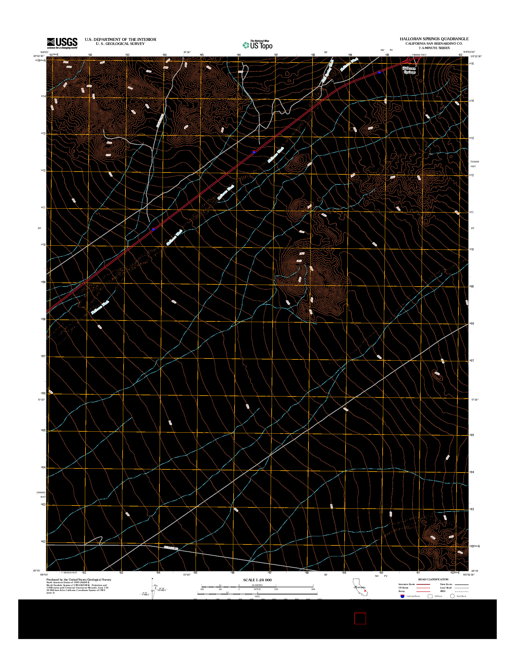 USGS US TOPO 7.5-MINUTE MAP FOR HALLORAN SPRINGS, CA 2012