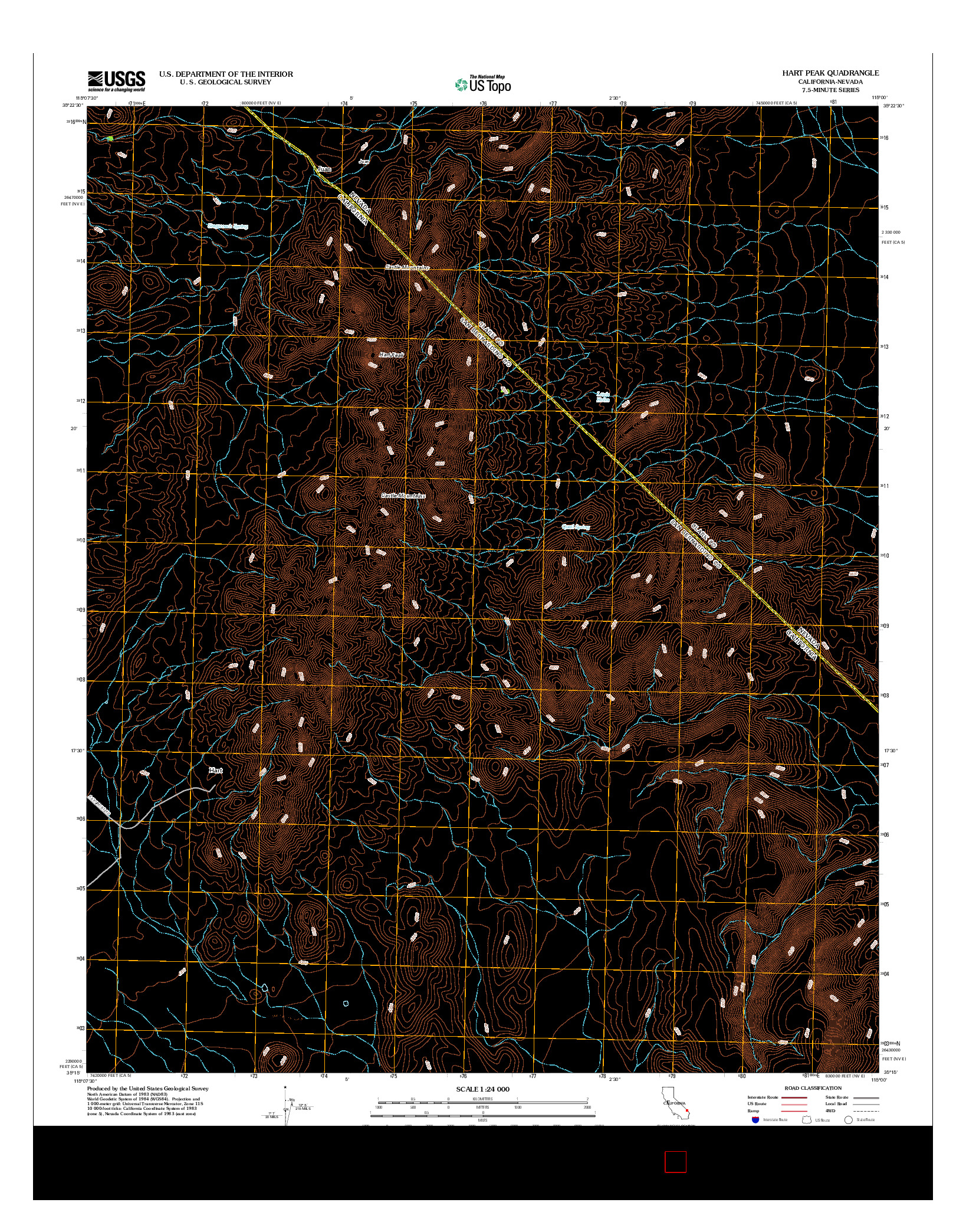 USGS US TOPO 7.5-MINUTE MAP FOR HART PEAK, CA-NV 2012