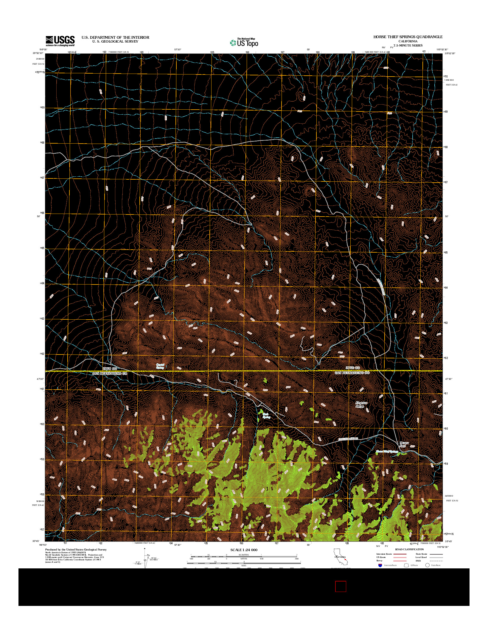 USGS US TOPO 7.5-MINUTE MAP FOR HORSE THIEF SPRINGS, CA 2012