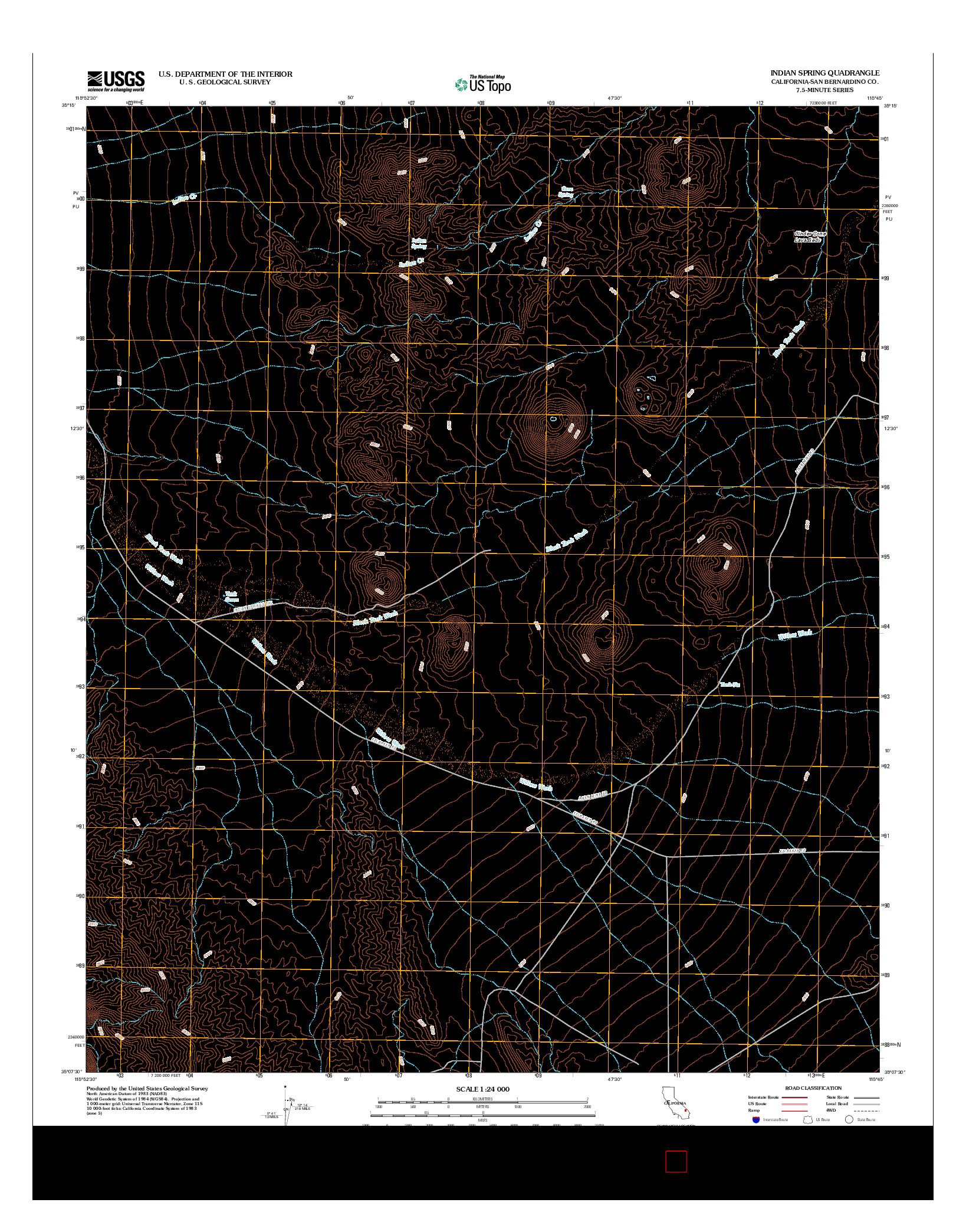 USGS US TOPO 7.5-MINUTE MAP FOR INDIAN SPRING, CA 2012