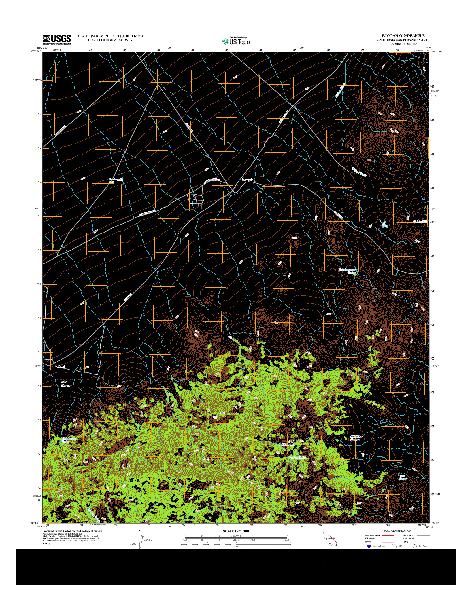 USGS US TOPO 7.5-MINUTE MAP FOR IVANPAH, CA 2012