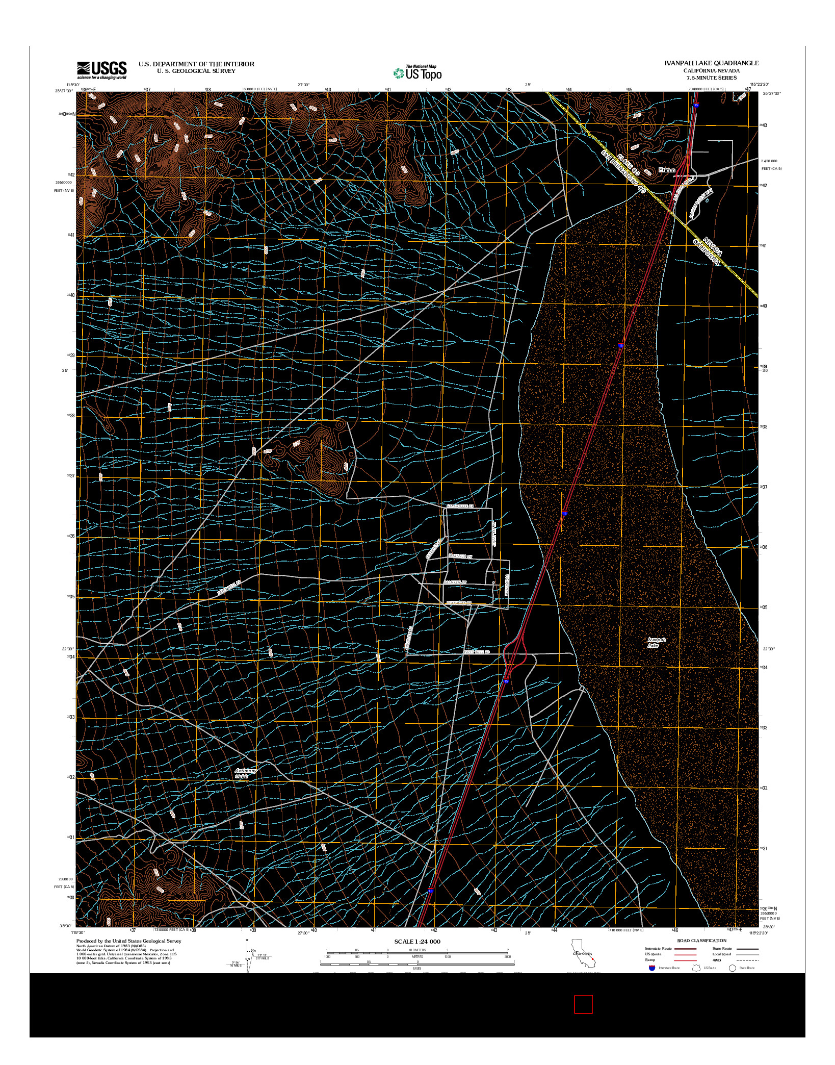 USGS US TOPO 7.5-MINUTE MAP FOR IVANPAH LAKE, CA-NV 2012