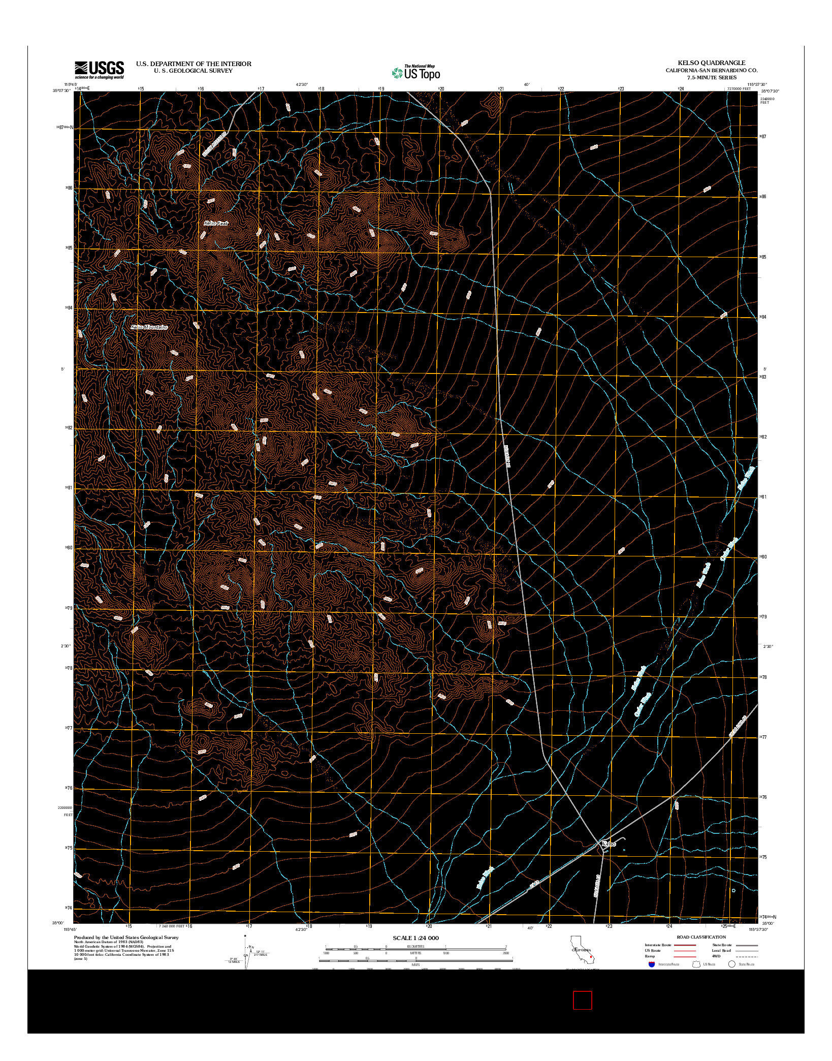 USGS US TOPO 7.5-MINUTE MAP FOR KELSO, CA 2012