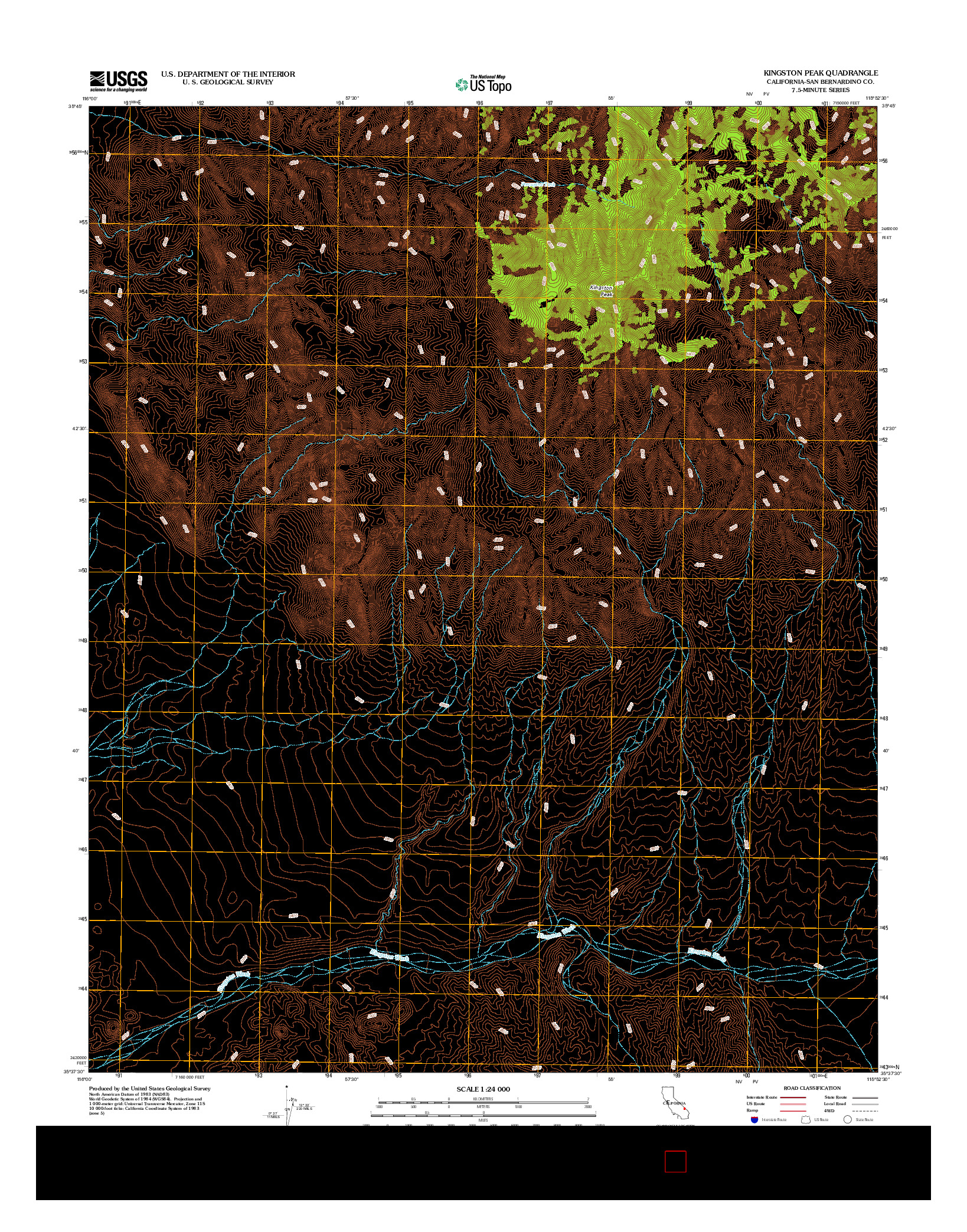 USGS US TOPO 7.5-MINUTE MAP FOR KINGSTON PEAK, CA 2012
