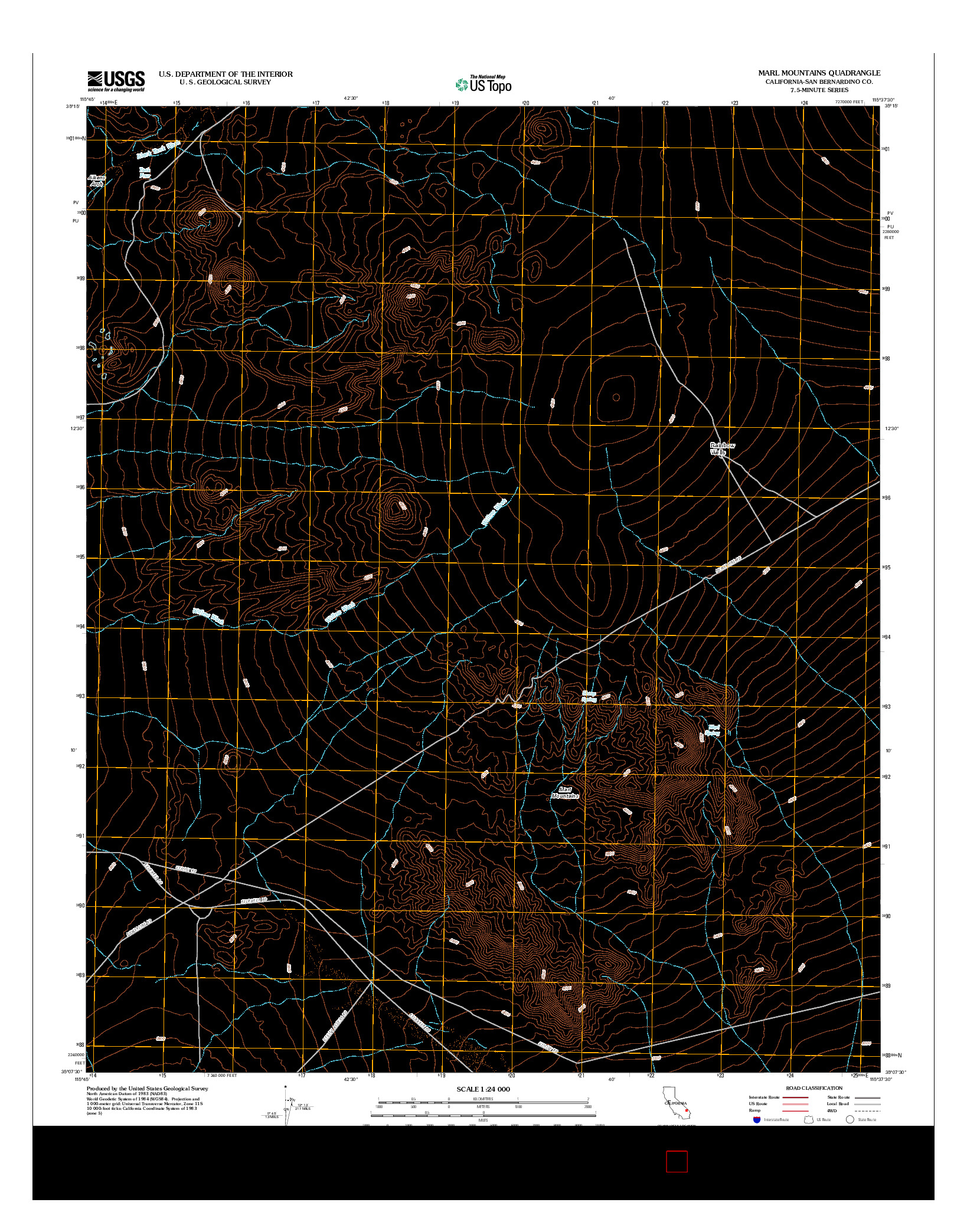 USGS US TOPO 7.5-MINUTE MAP FOR MARL MOUNTAINS, CA 2012