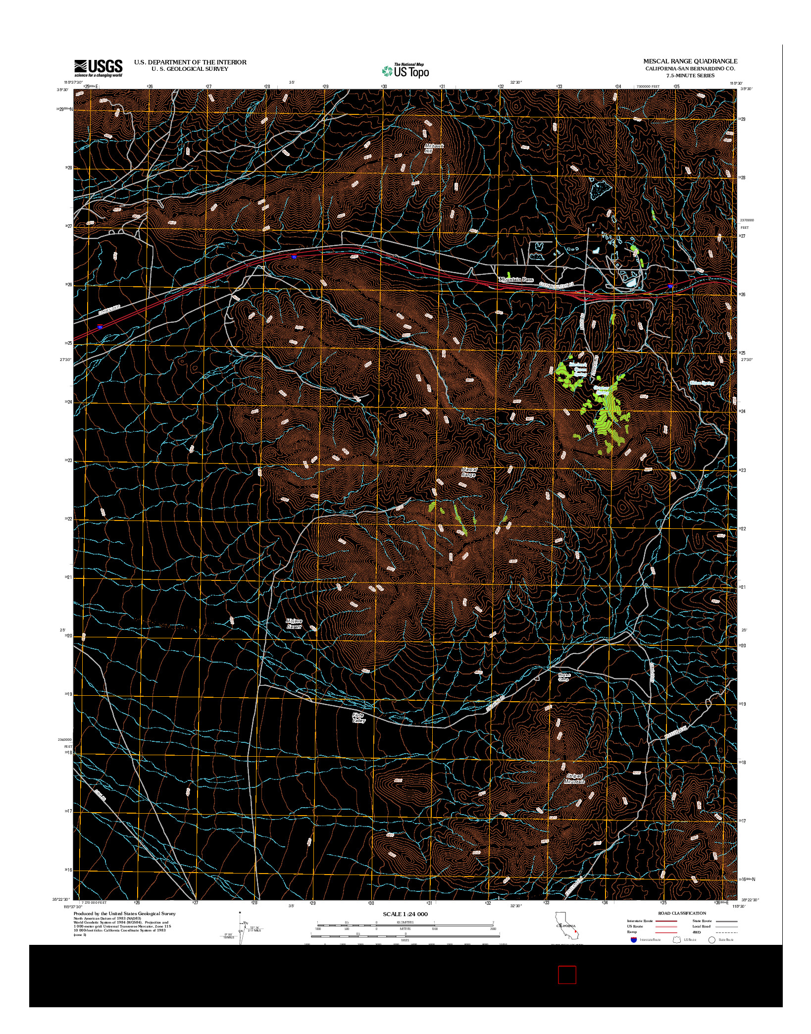 USGS US TOPO 7.5-MINUTE MAP FOR MESCAL RANGE, CA 2012