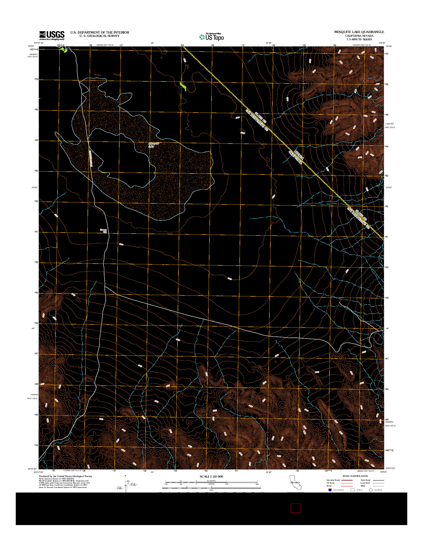 USGS US TOPO 7.5-MINUTE MAP FOR MESQUITE LAKE, CA-NV 2012