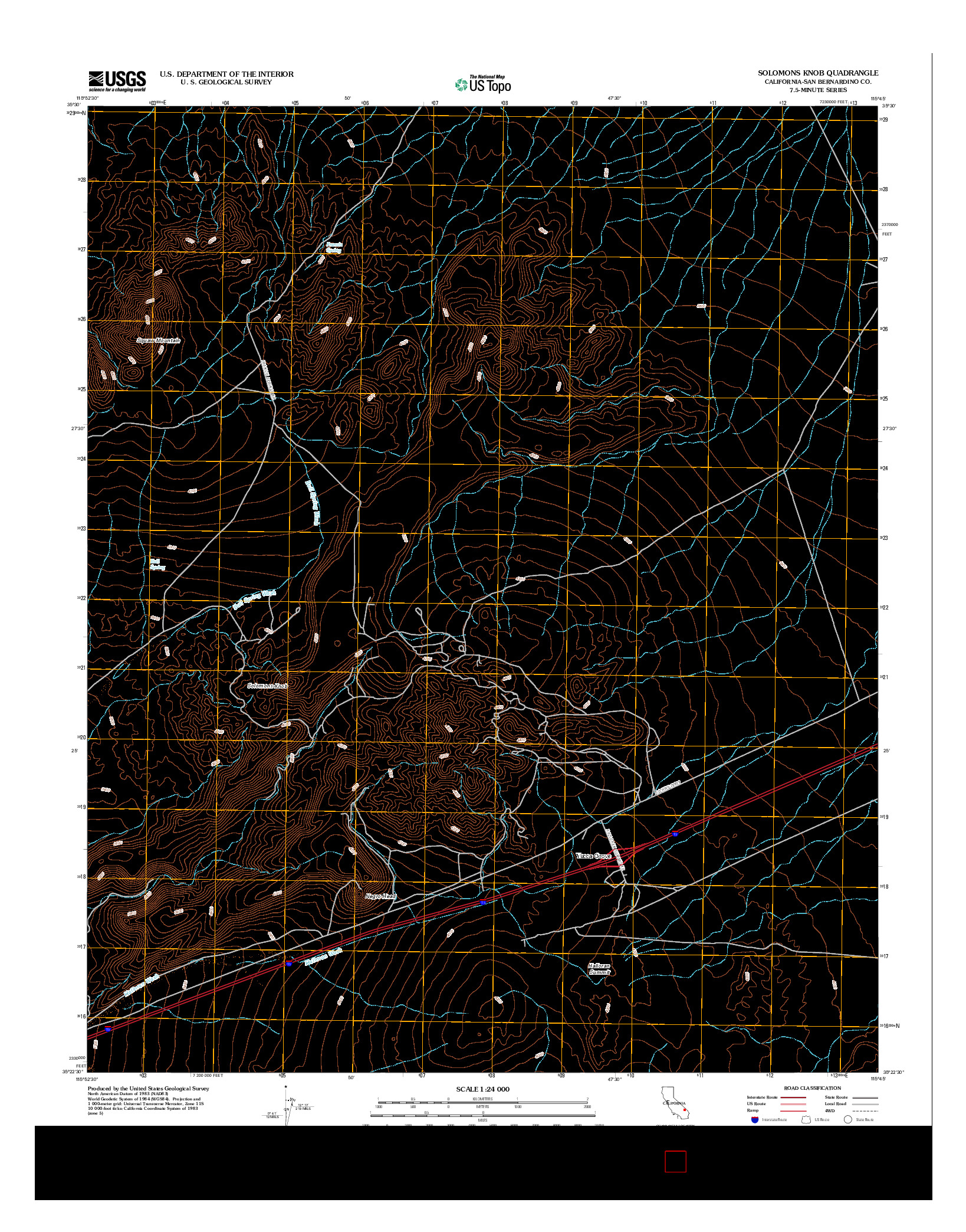 USGS US TOPO 7.5-MINUTE MAP FOR SOLOMONS KNOB, CA 2012