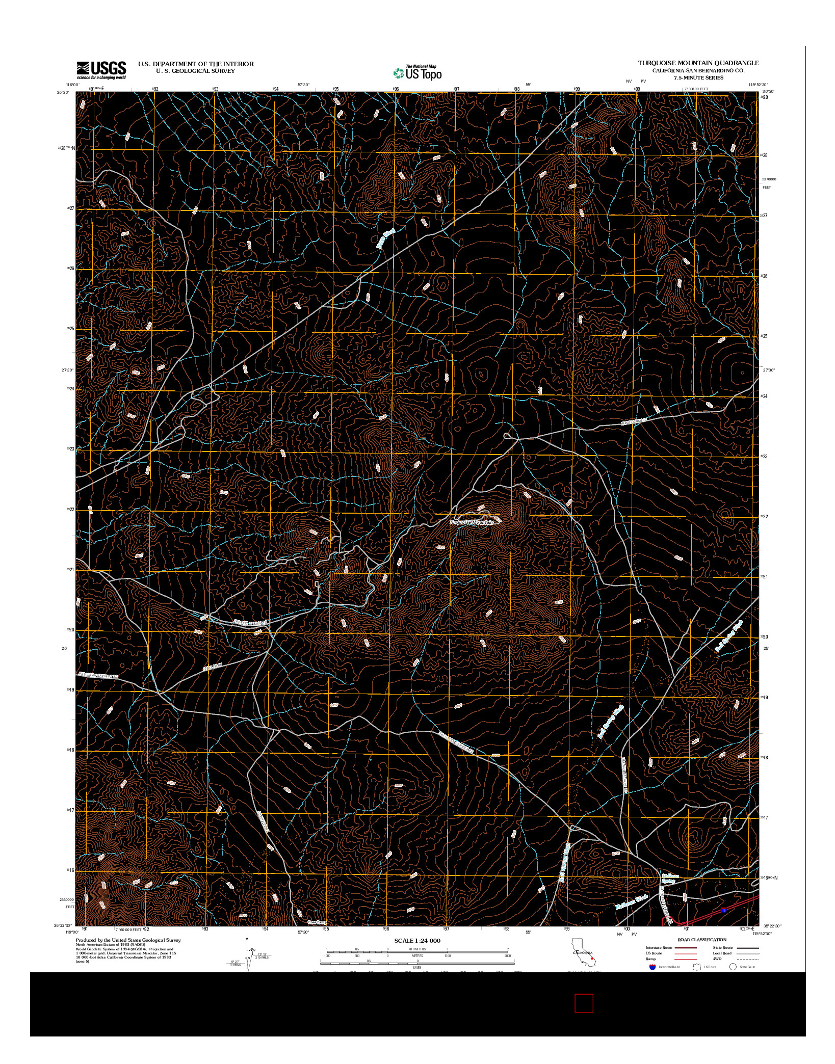 USGS US TOPO 7.5-MINUTE MAP FOR TURQUOISE MOUNTAIN, CA 2012