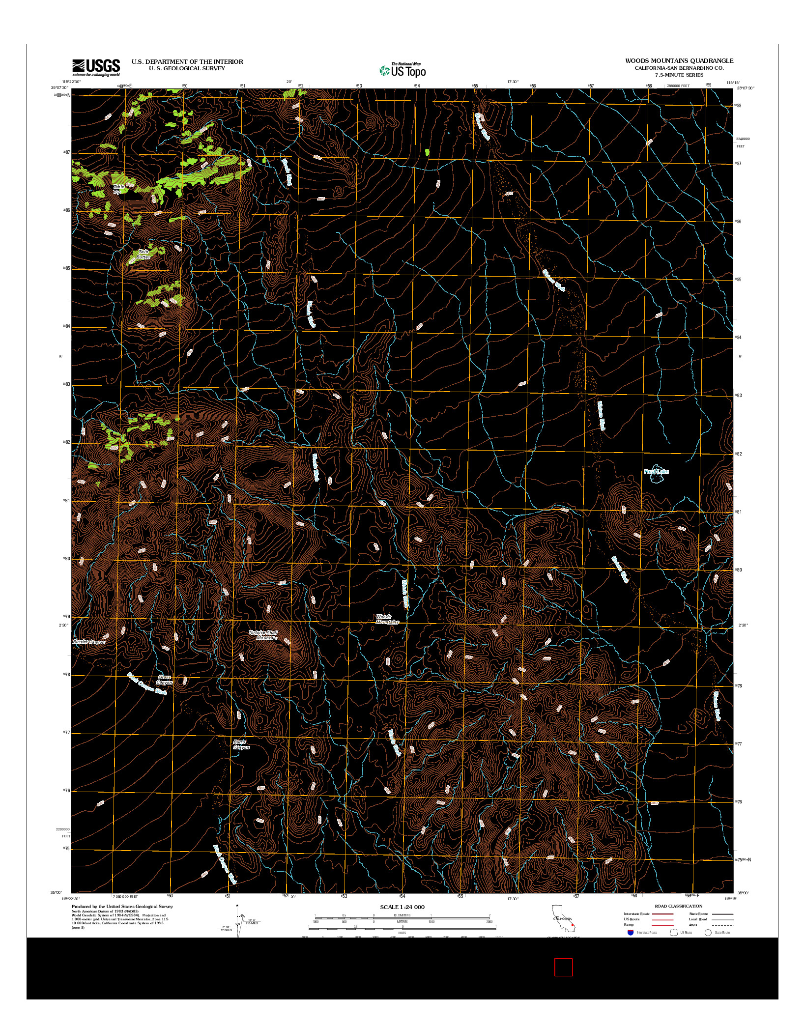 USGS US TOPO 7.5-MINUTE MAP FOR WOODS MOUNTAINS, CA 2012