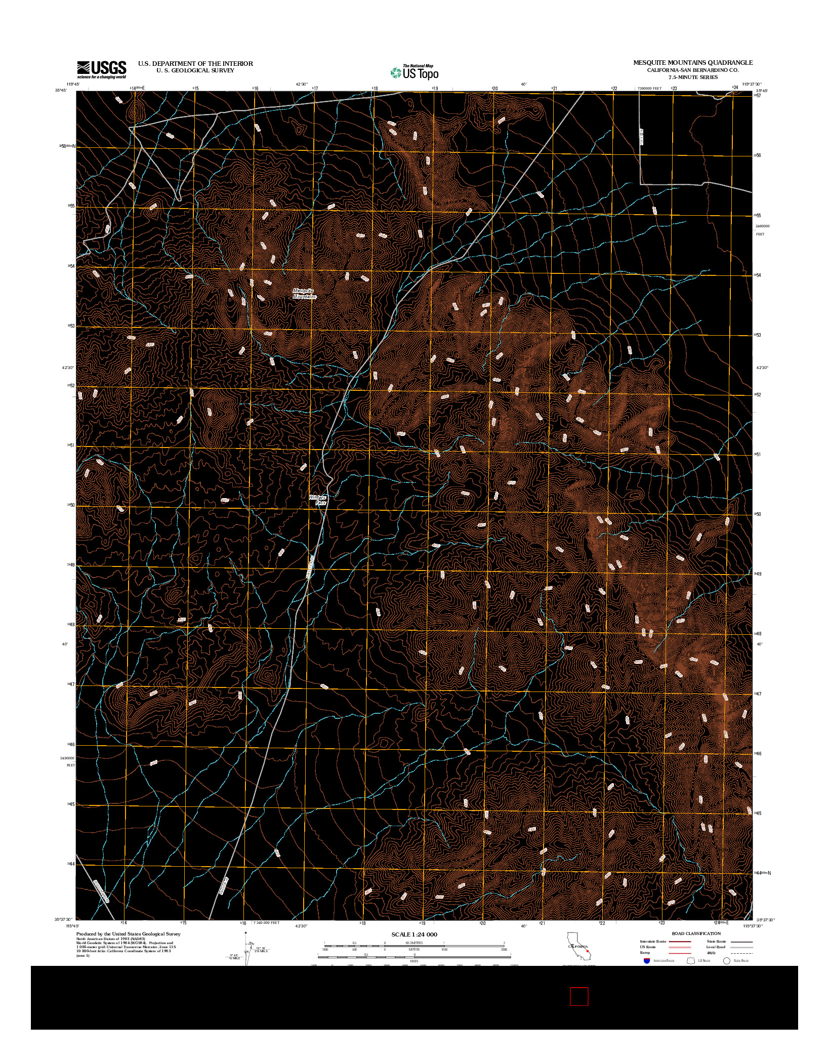 USGS US TOPO 7.5-MINUTE MAP FOR MESQUITE MOUNTAINS, CA 2012