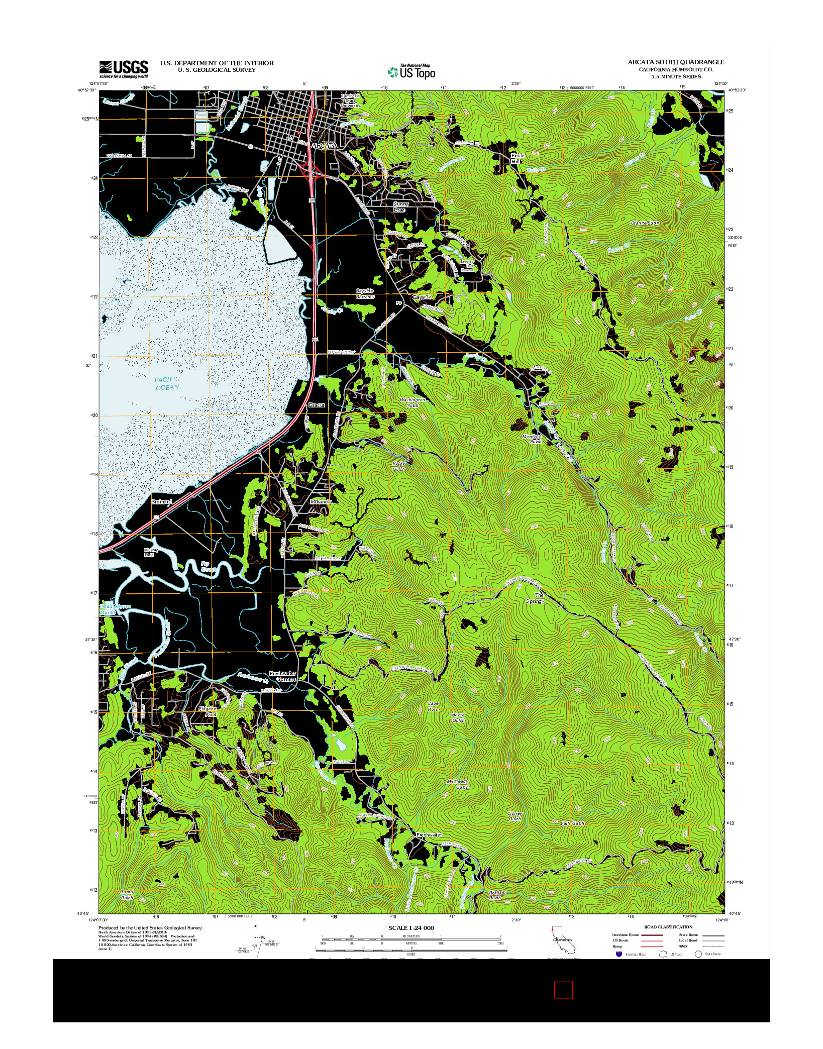 USGS US TOPO 7.5-MINUTE MAP FOR ARCATA SOUTH, CA 2012