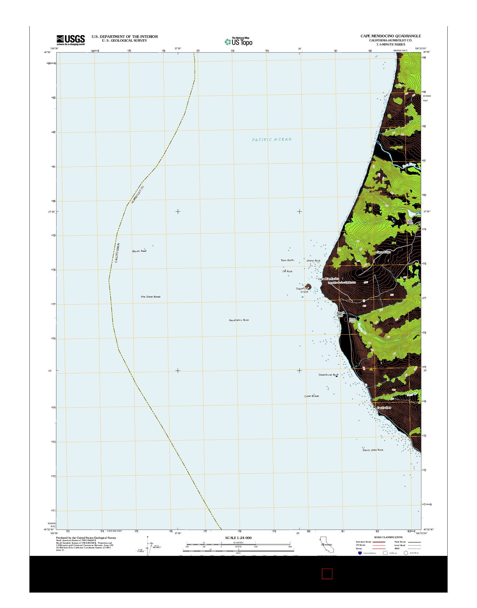 USGS US TOPO 7.5-MINUTE MAP FOR CAPE MENDOCINO, CA 2012