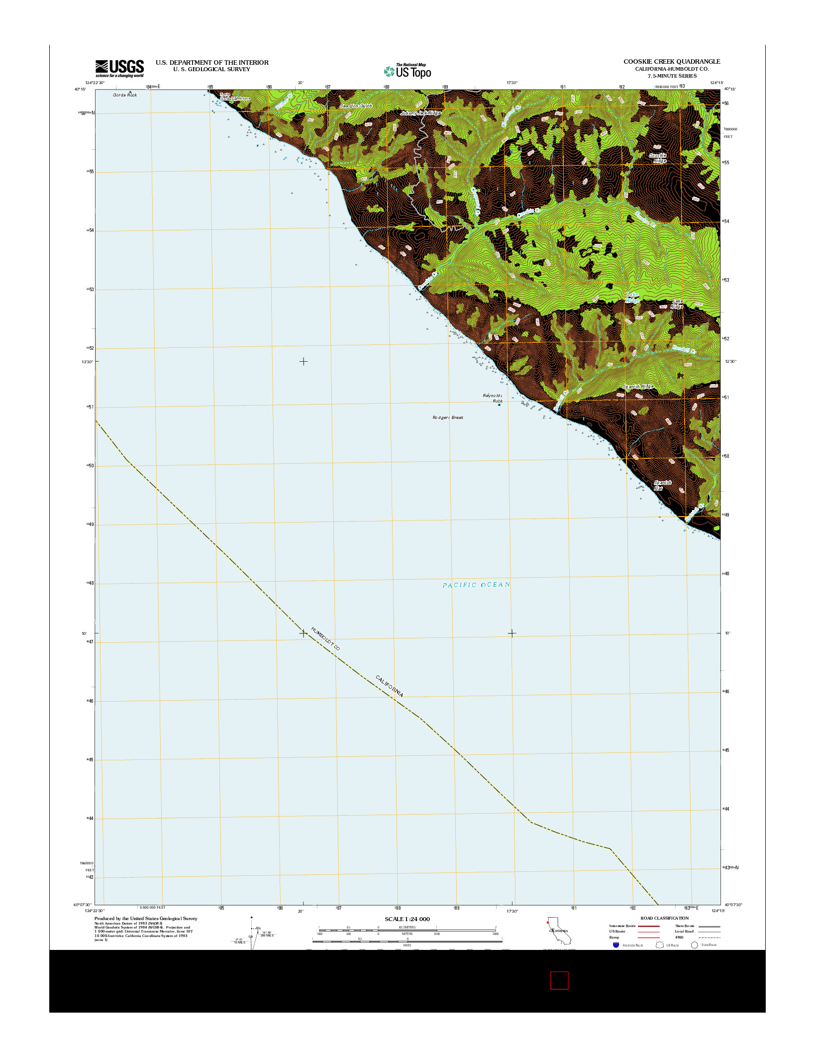 USGS US TOPO 7.5-MINUTE MAP FOR COOSKIE CREEK, CA 2012