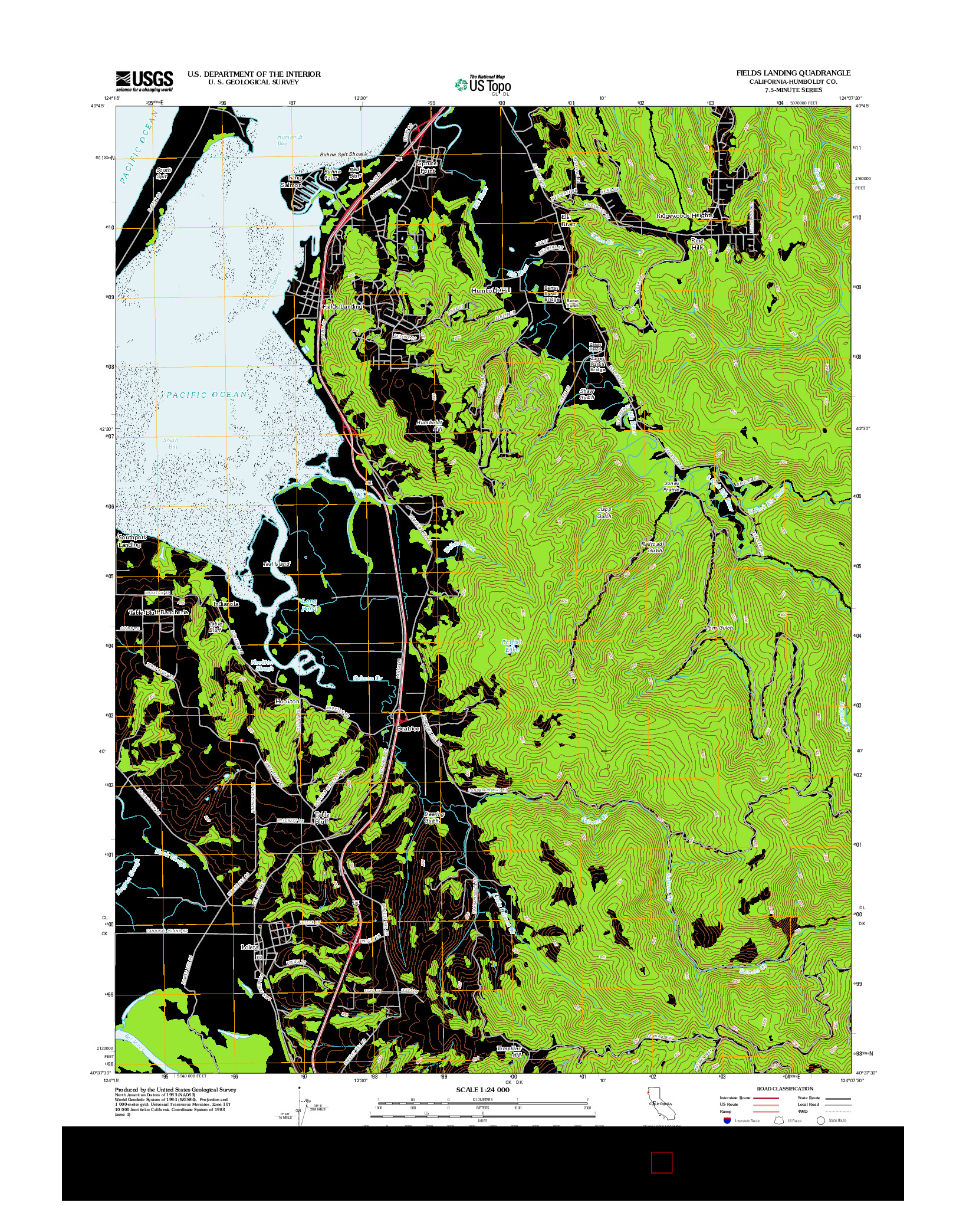 USGS US TOPO 7.5-MINUTE MAP FOR FIELDS LANDING, CA 2012