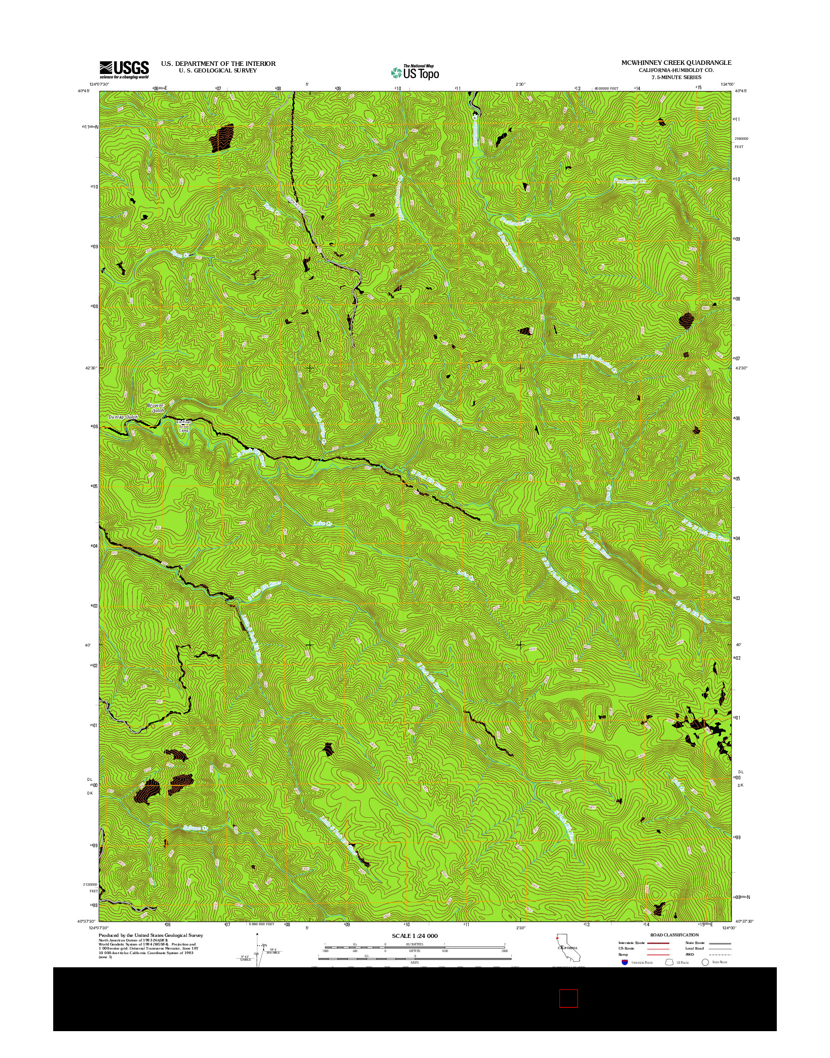 USGS US TOPO 7.5-MINUTE MAP FOR MCWHINNEY CREEK, CA 2012