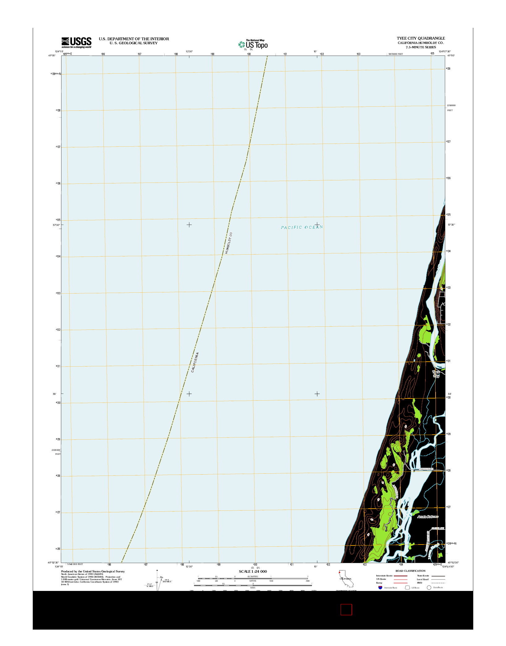 USGS US TOPO 7.5-MINUTE MAP FOR TYEE CITY, CA 2012