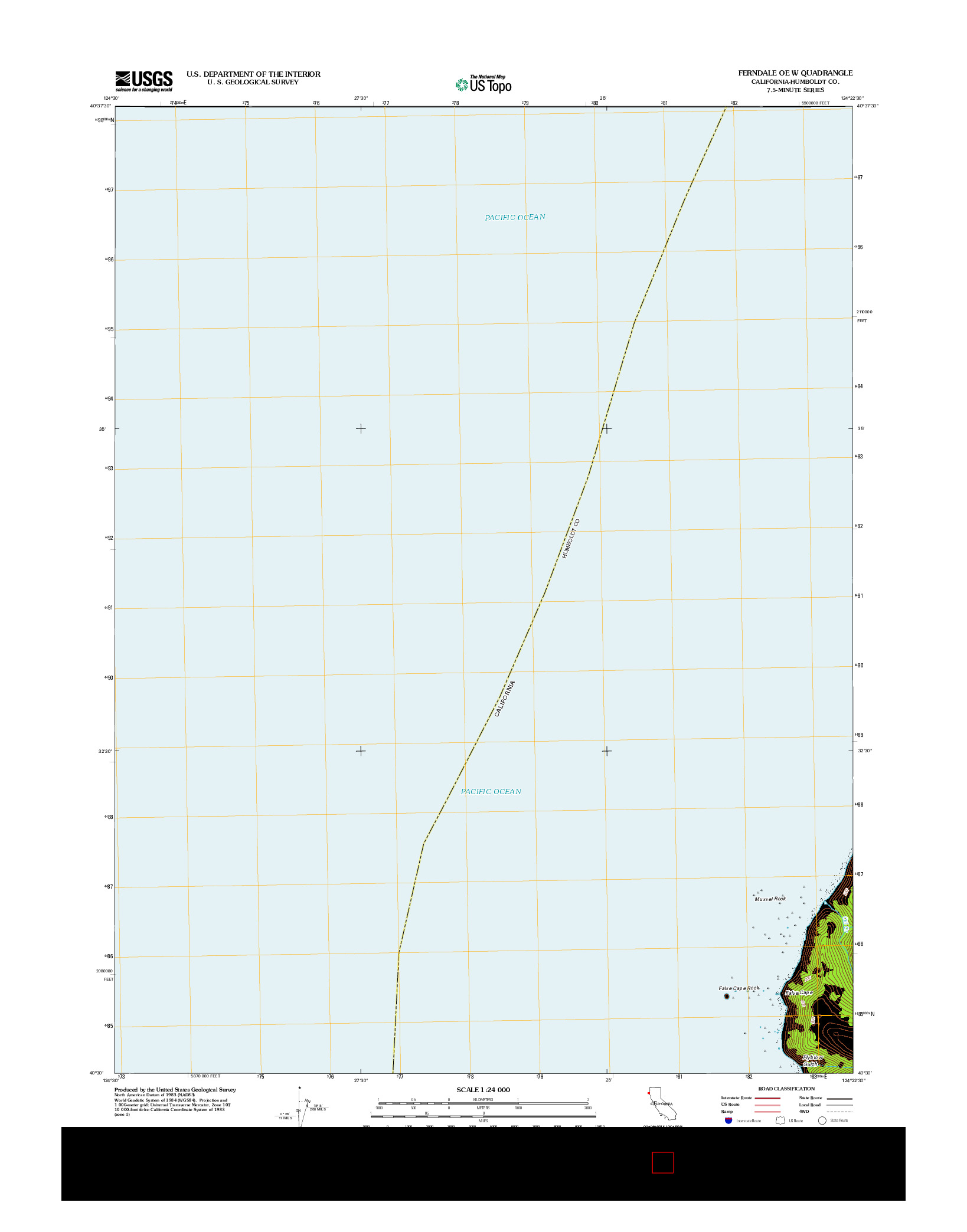 USGS US TOPO 7.5-MINUTE MAP FOR FERNDALE OE W, CA 2012