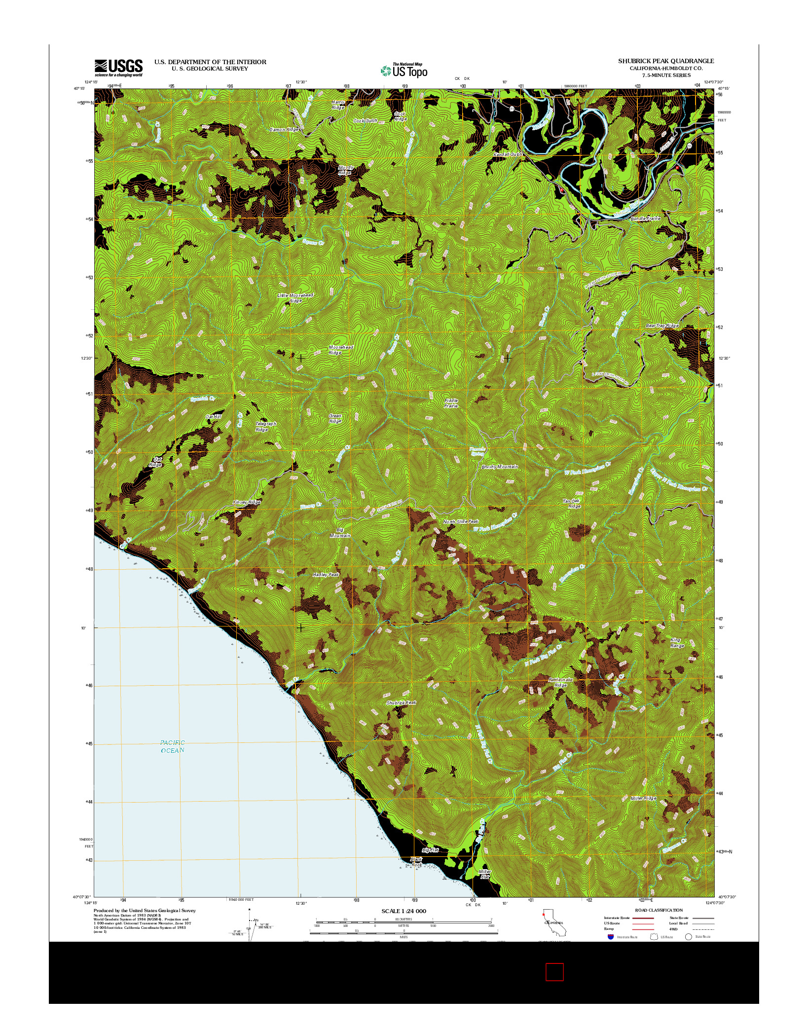 USGS US TOPO 7.5-MINUTE MAP FOR SHUBRICK PEAK, CA 2012