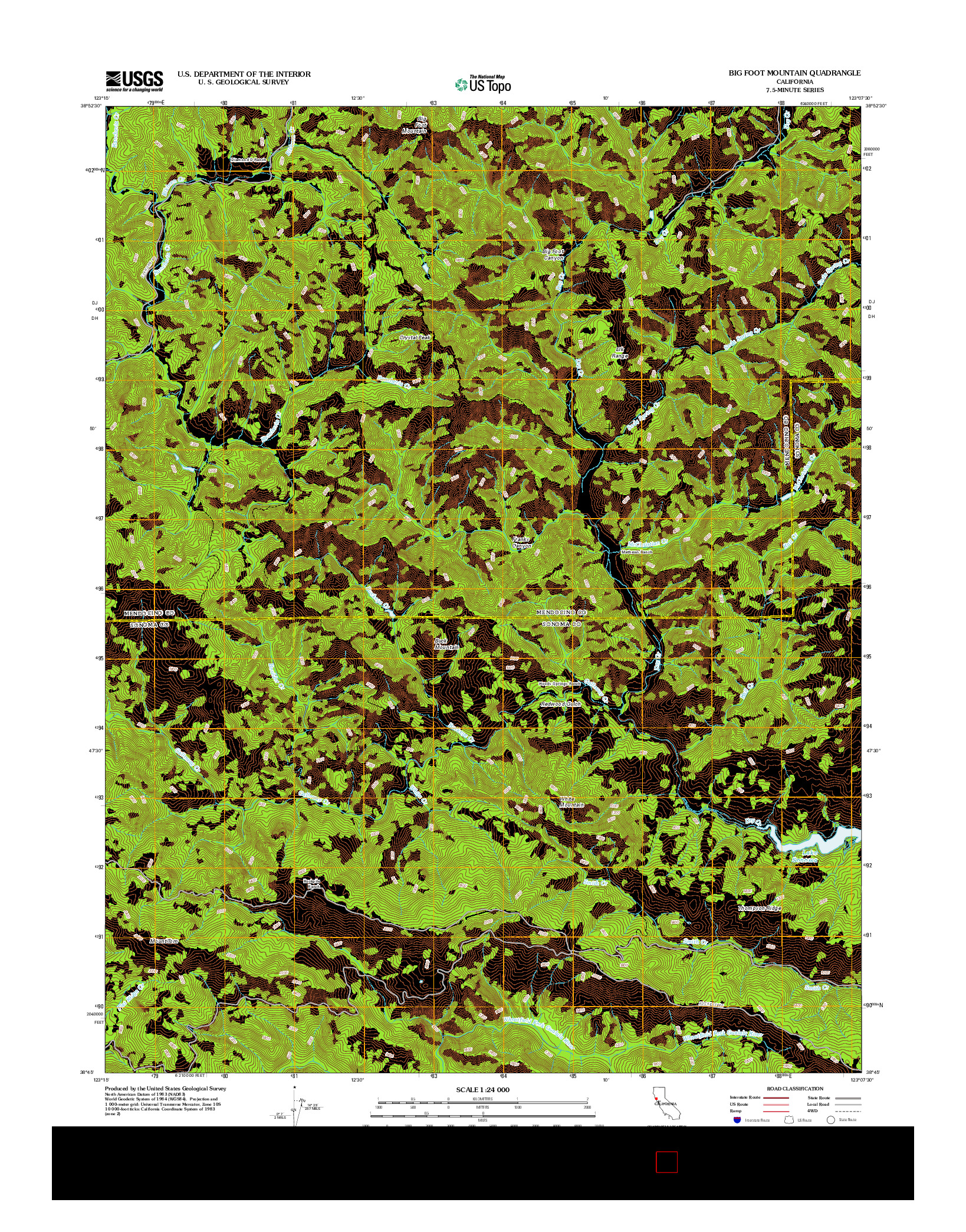 USGS US TOPO 7.5-MINUTE MAP FOR BIG FOOT MOUNTAIN, CA 2012