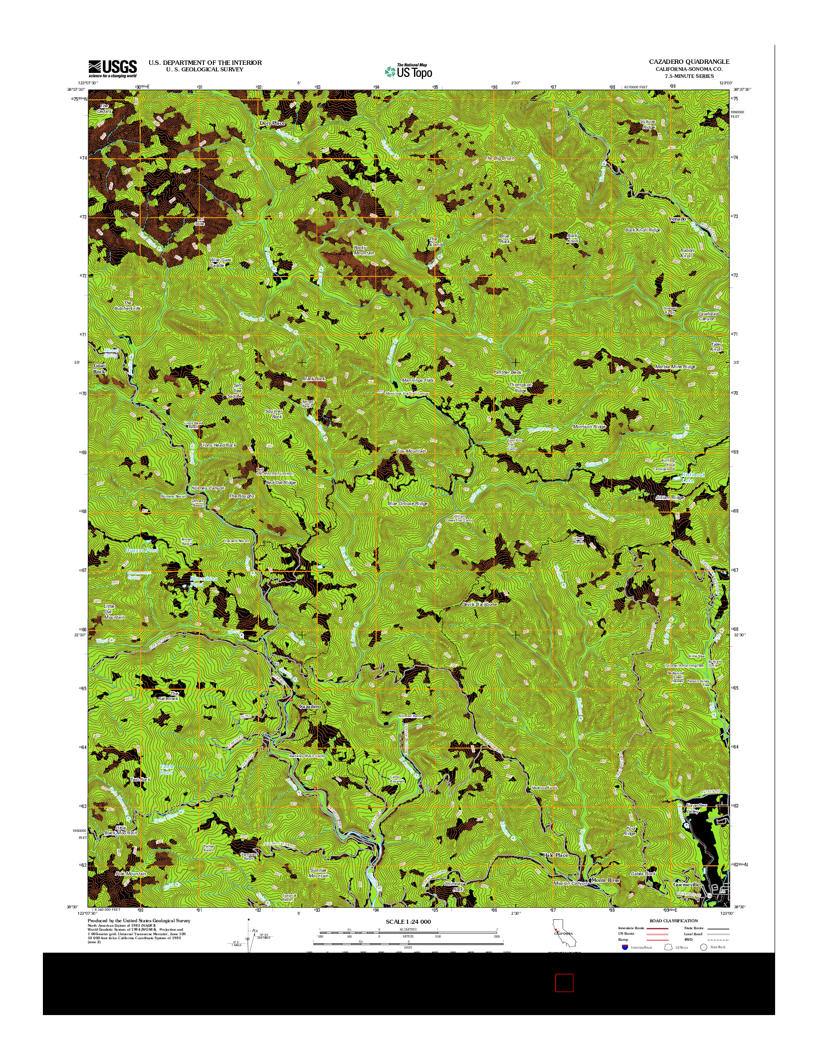 USGS US TOPO 7.5-MINUTE MAP FOR CAZADERO, CA 2012